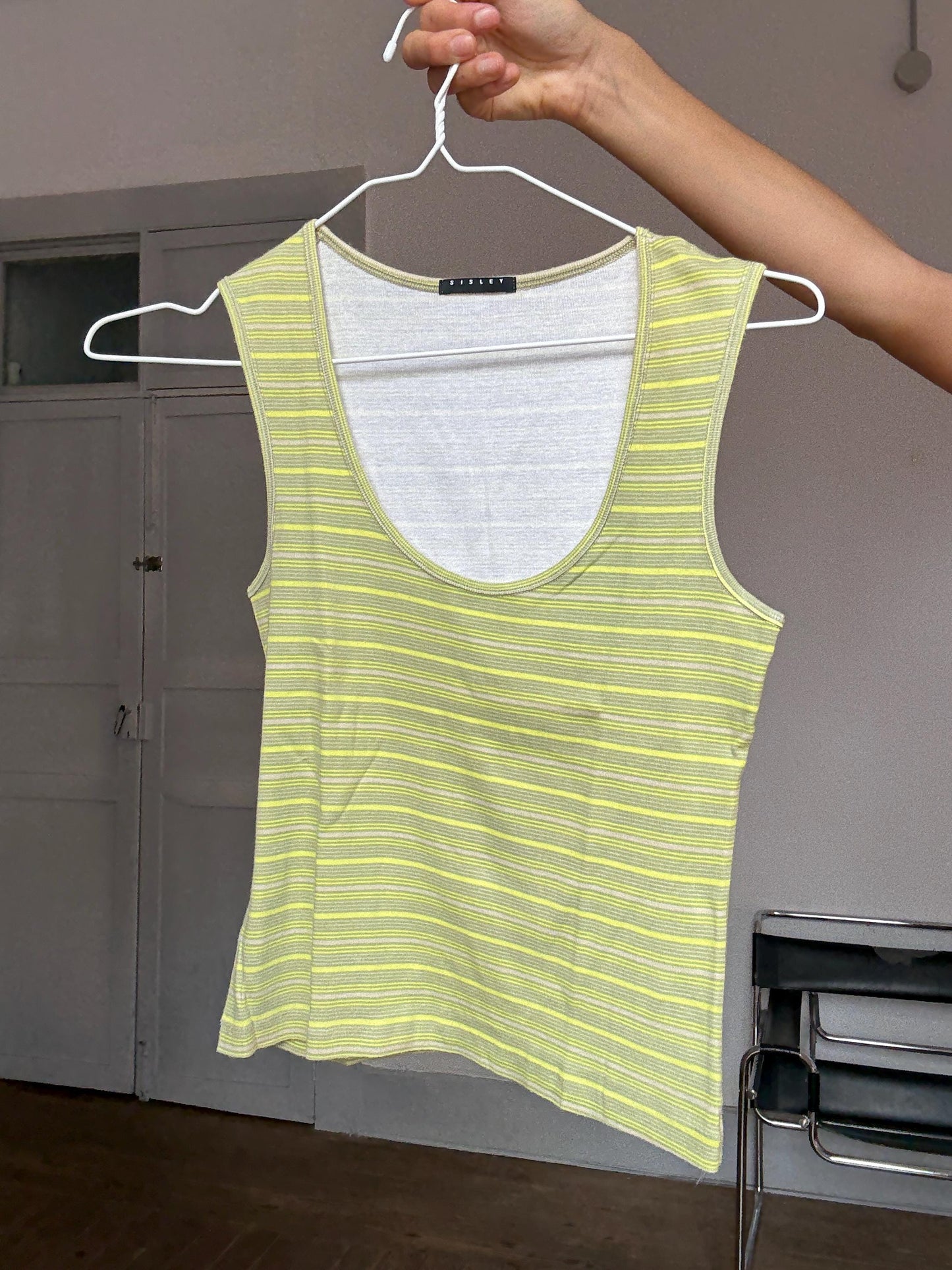 Vintage Y2K Sisley Striped Tank Top – Rory Gilmore Aesthetic – Soft Girl Summer Vibes – Made in Italy, Size S.