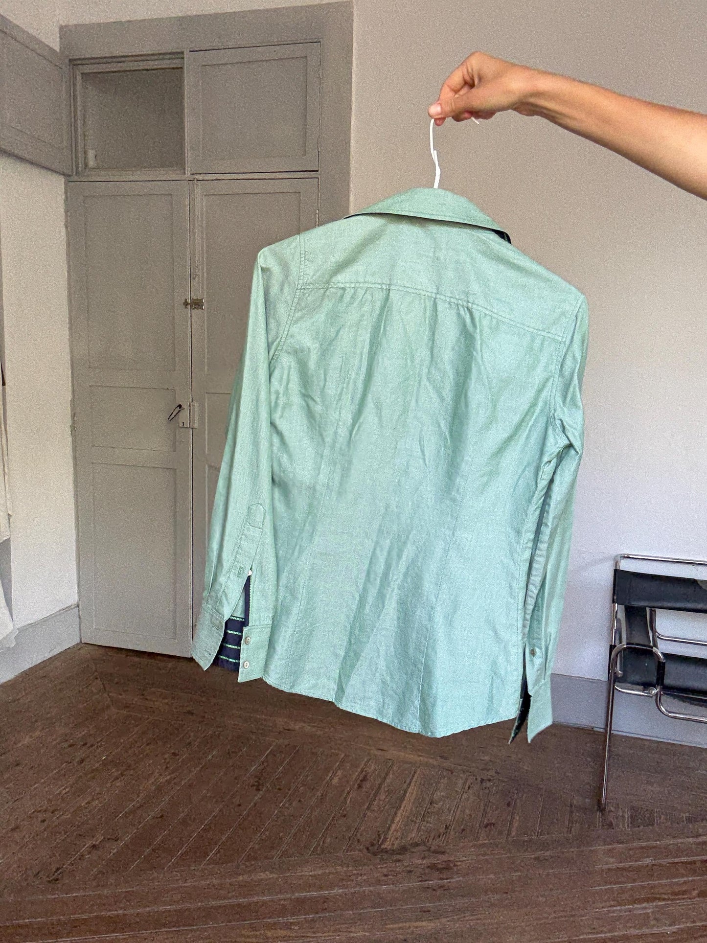 GANT Green Cotton Button-Down Shirt – Classic Long Sleeve Shirt, Size 36 UK10 US6, Made in Portugal, 100% Cotton, Preppy Office Style