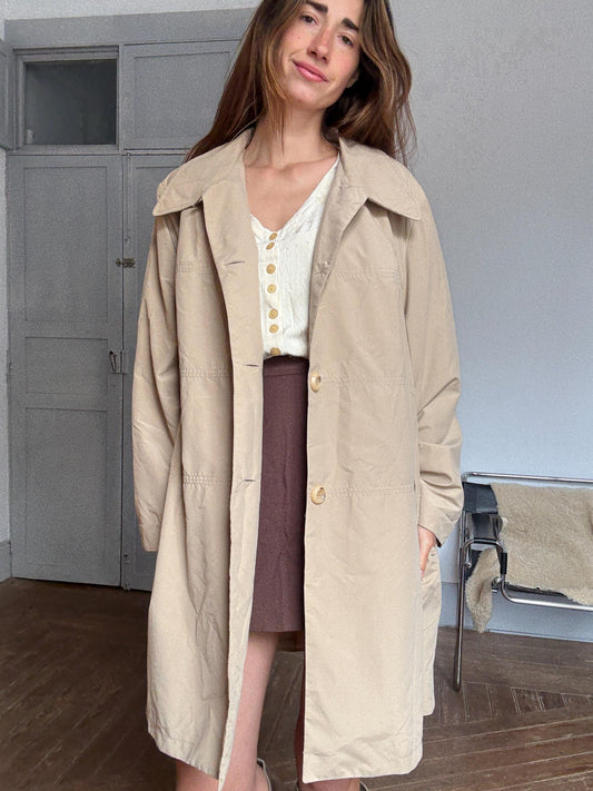 Vintage beige trench coat by Giani Forté Paris – oversized fit, beltable style, classic 90s look, size L-XL