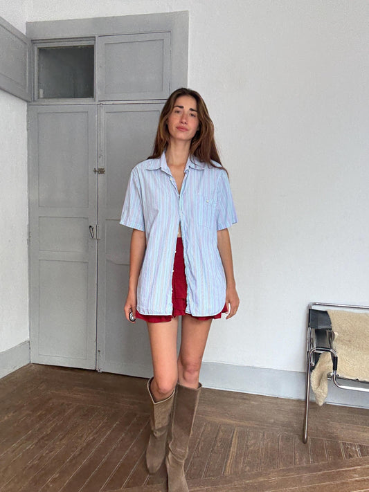 Vintage Ungaro Men’s Striped Shirt – Unisex Fit, French Designer, Button Down, Size L/XL, Styled Cropped or Loose