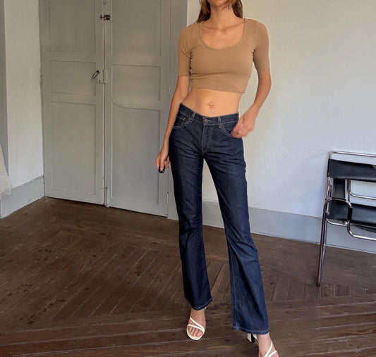Minimalist Tan Ribbed Crop Top | Earthy Summer Essential | Bella Hadid Street Style Fit