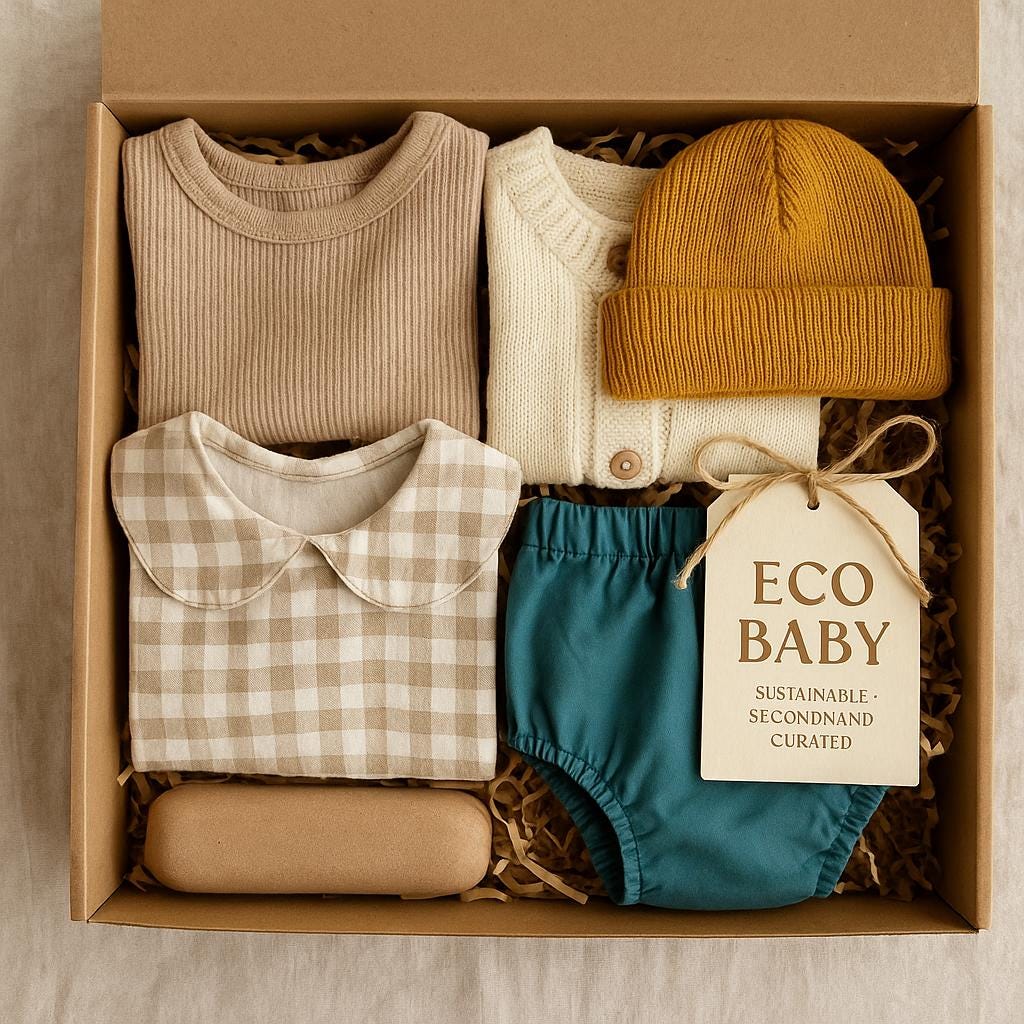Eco-Friendly Curated Baby Gift Box | Sustainable Secondhand Baby Clothes | Personalized Newborn Gift Set, Welcome to the world new baby gift