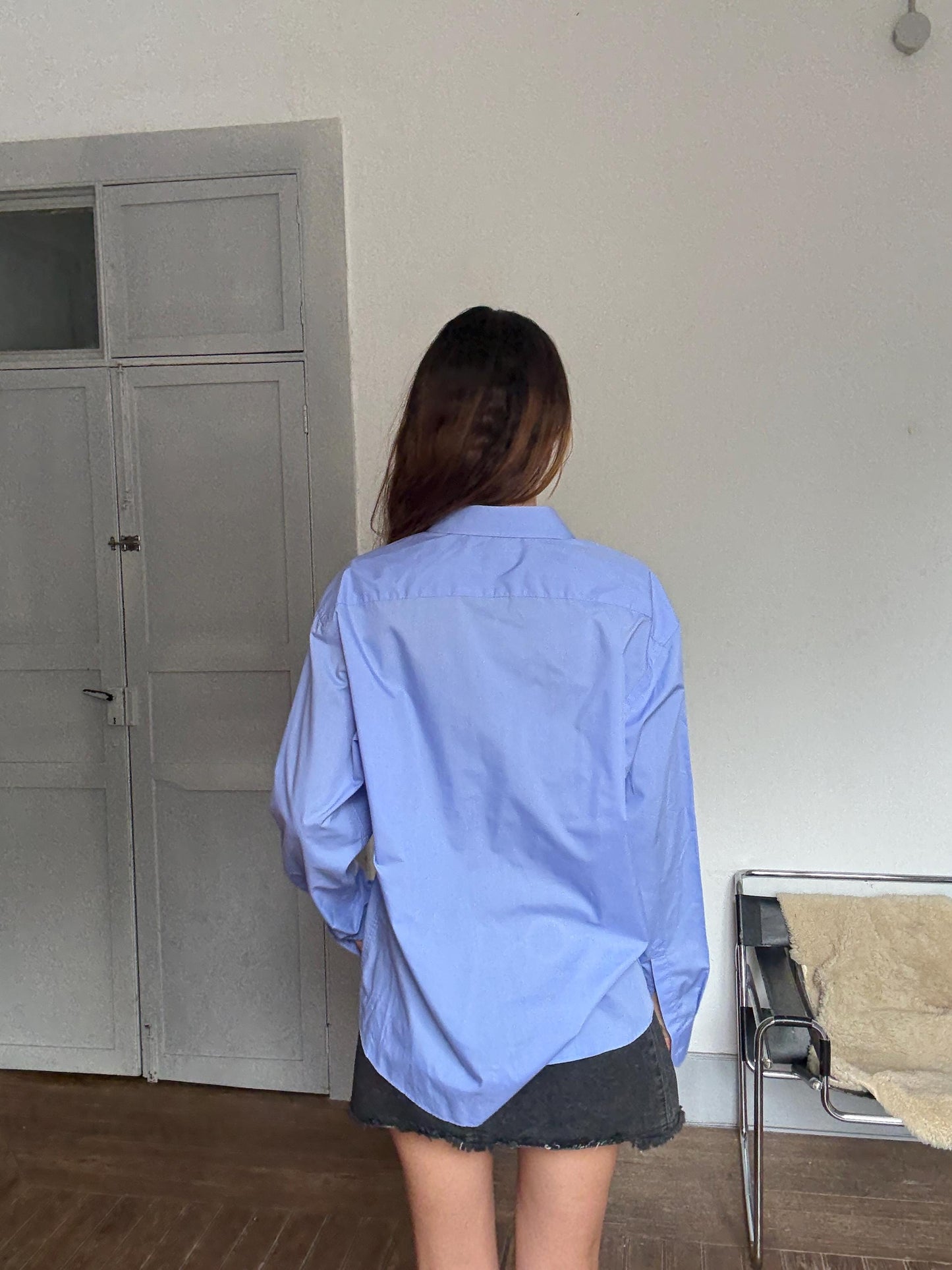 Vintage Pierre Cardin Classic Blue Shirt – Unisex Oversized Button-Up, 80s Style in Cotton Blend, Menswear-Inspired, Size L