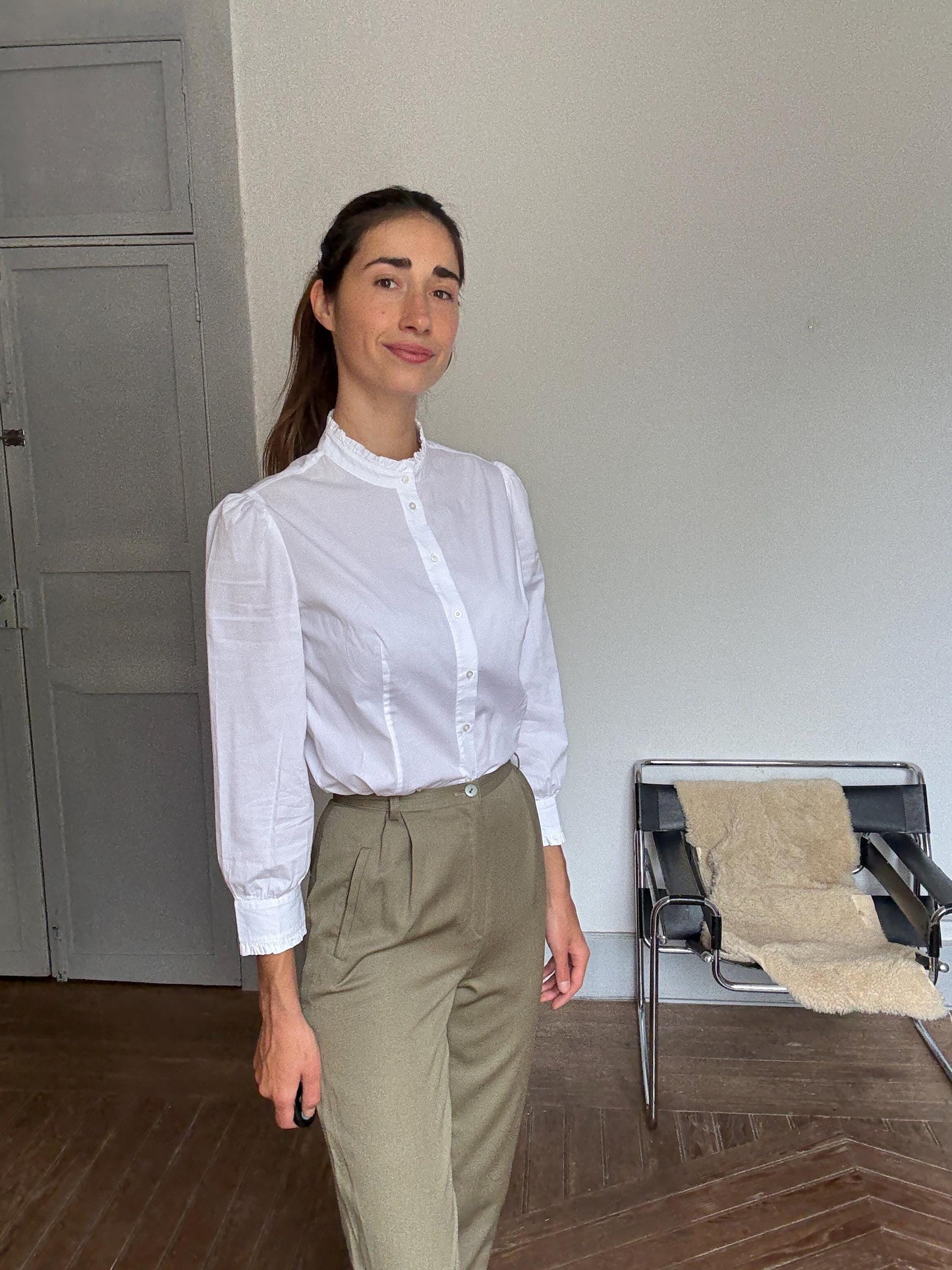 Vintage Italian Wool Trousers – Green Pleated High Waist Pants, Light Academia Workwear, 100% Wool, Made in Italy, Size XS - S