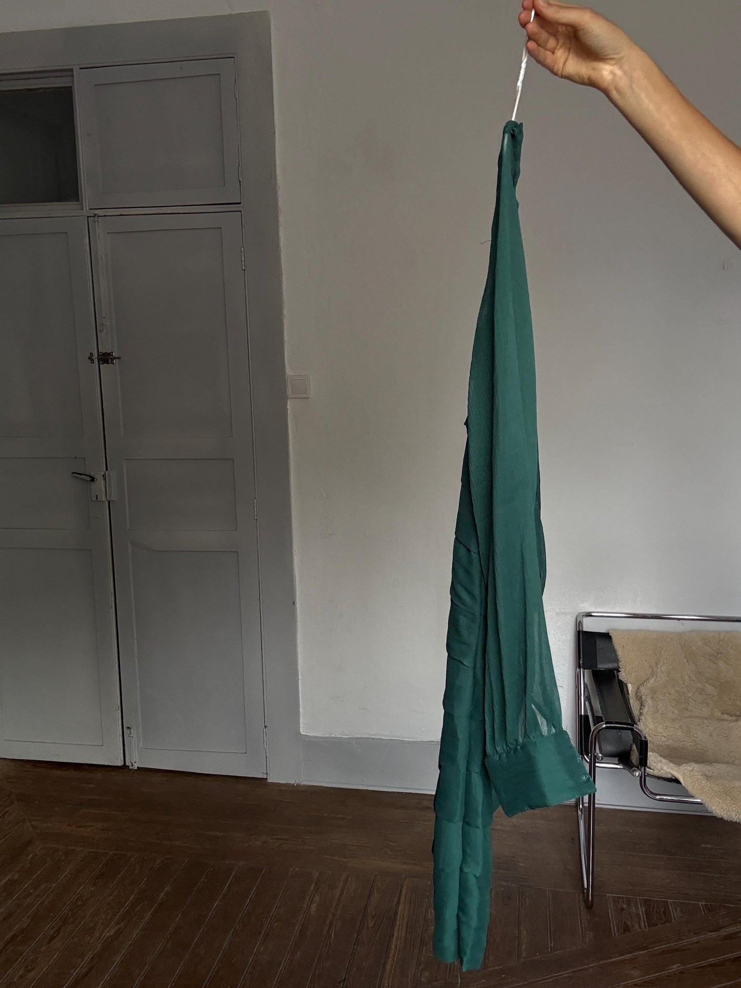 Pepe Jeans Sheer Green Mini Dress – Sustainable recycled Secondhand Party Dress, Silk-Feel, Vintage Y2K Energy, Size M