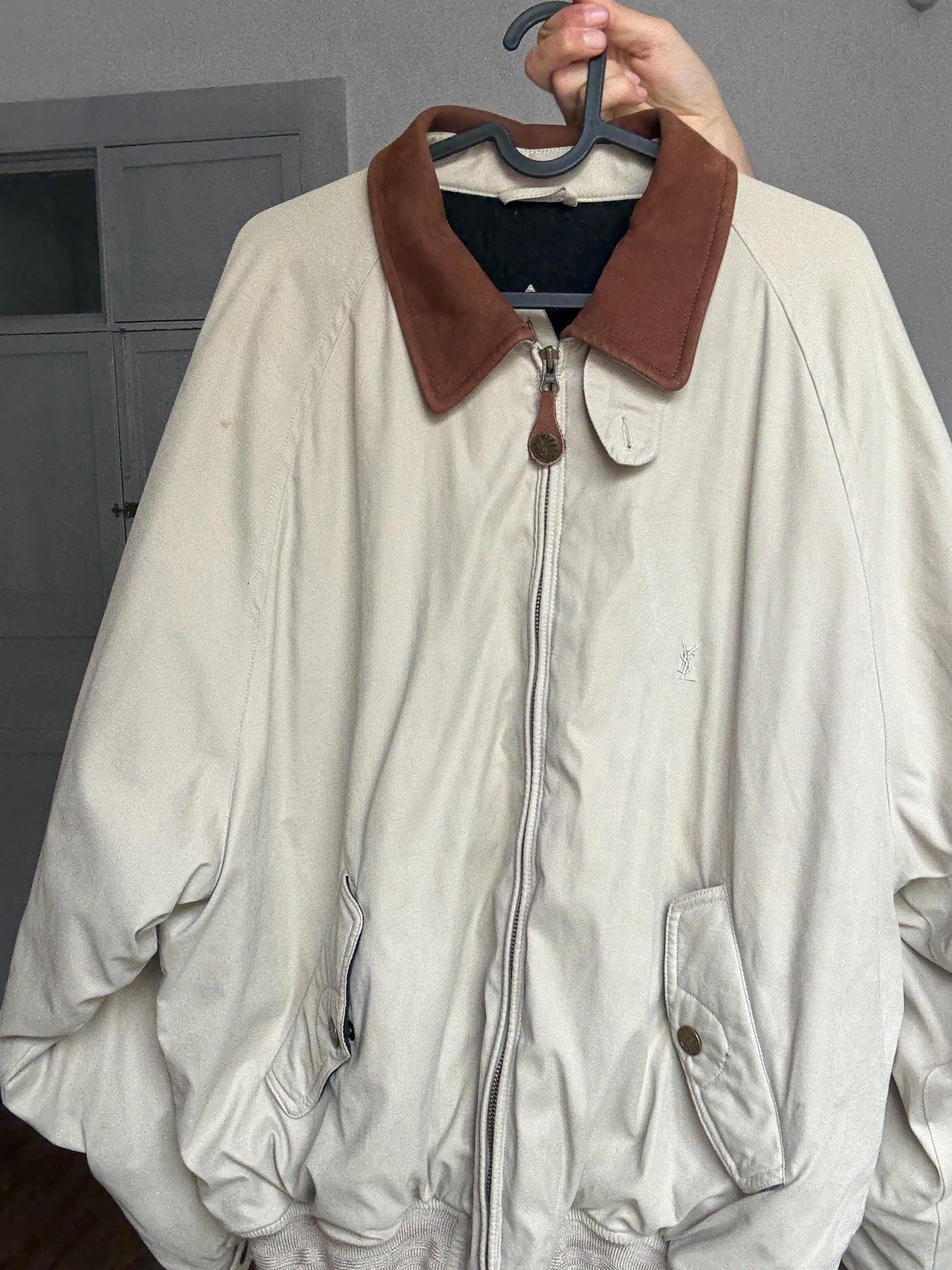 Vintage Yves Saint Laurent Jacket XL – Unisex Designer Bomber with Leather Details | Y2K Minimalist Style