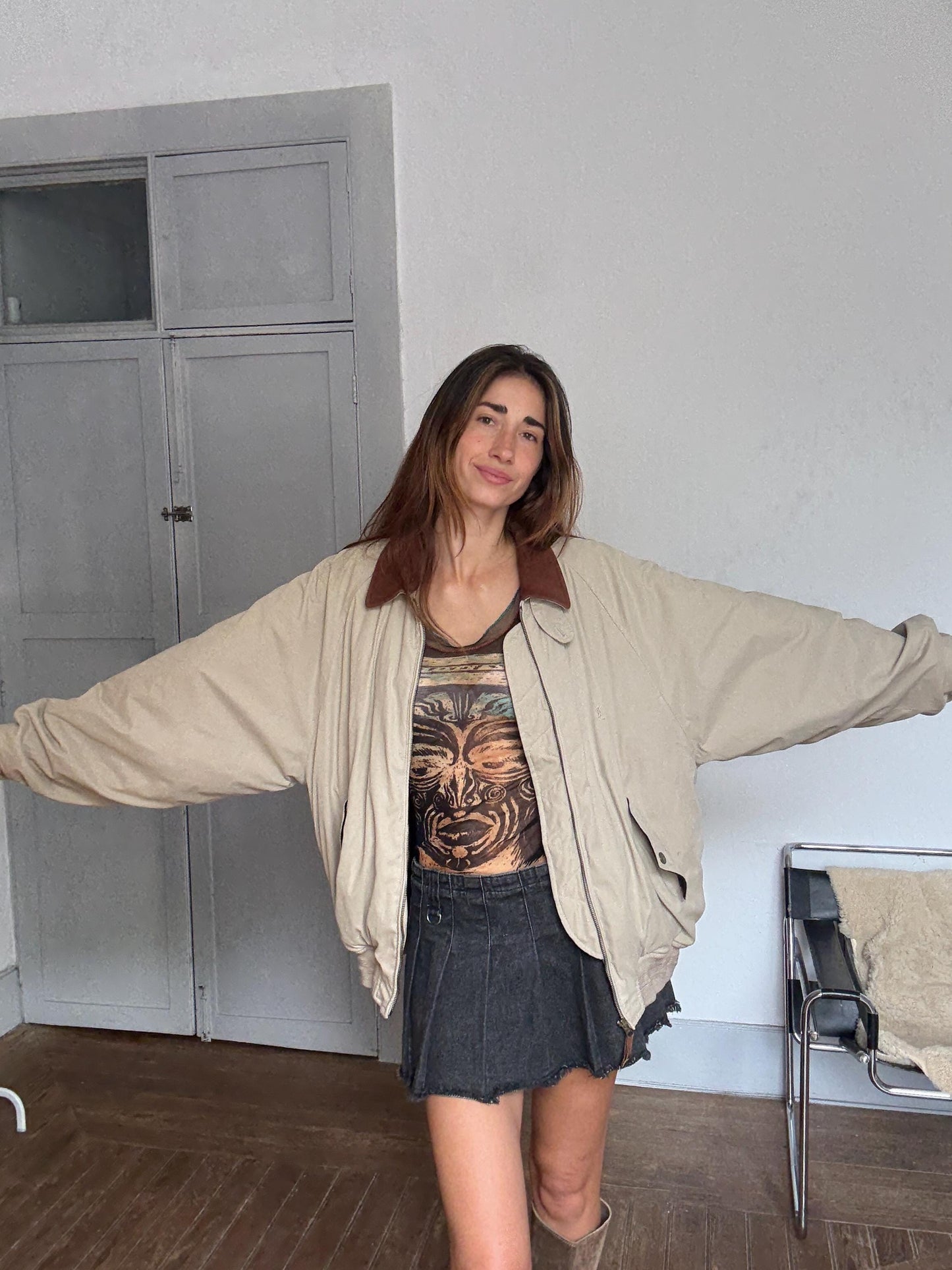 Vintage Yves Saint Laurent Jacket XL – Unisex Designer Bomber with Leather Details | Y2K Minimalist Style