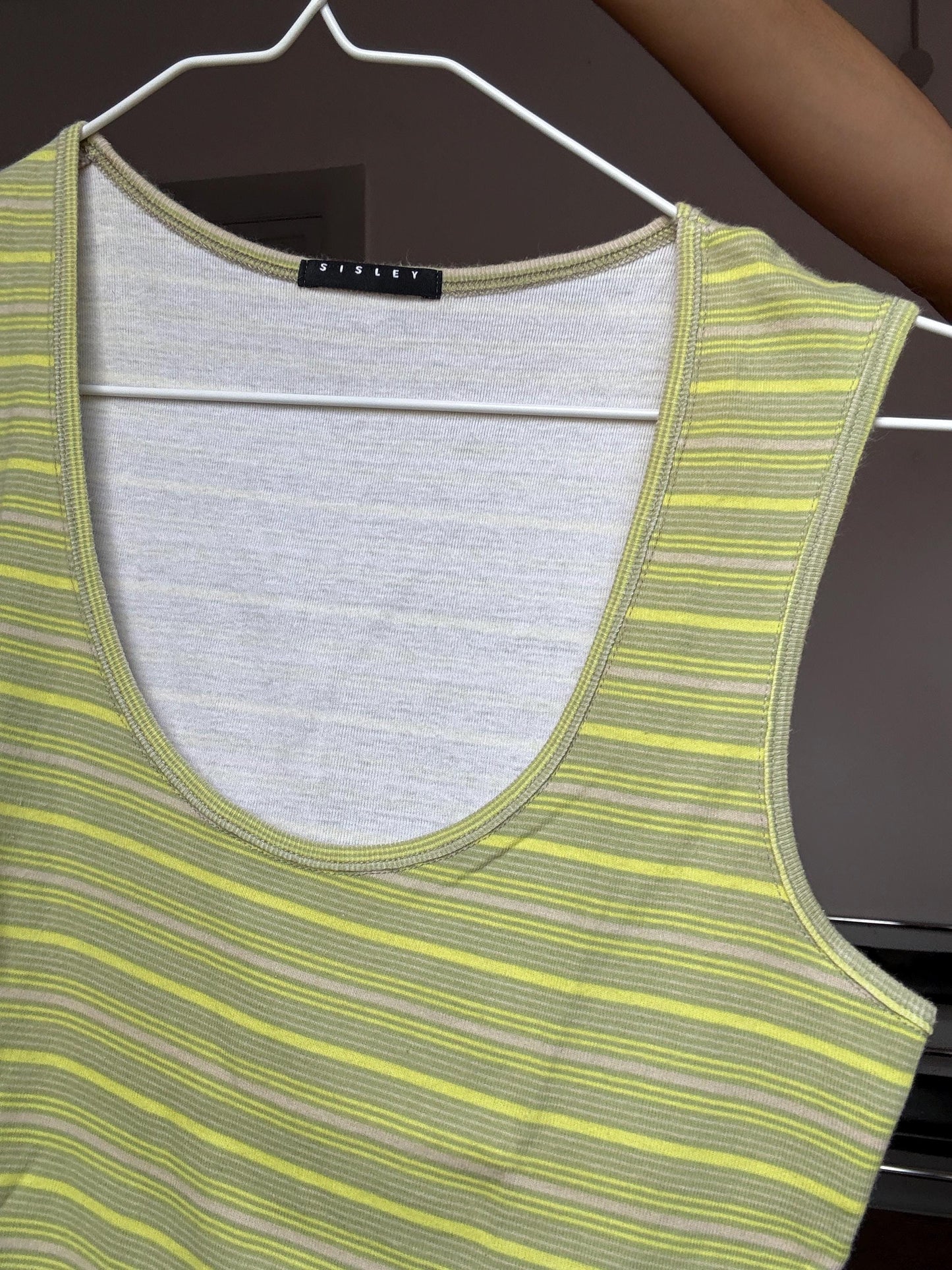 Vintage Y2K Sisley Striped Tank Top – Rory Gilmore Aesthetic – Soft Girl Summer Vibes – Made in Italy, Size S.