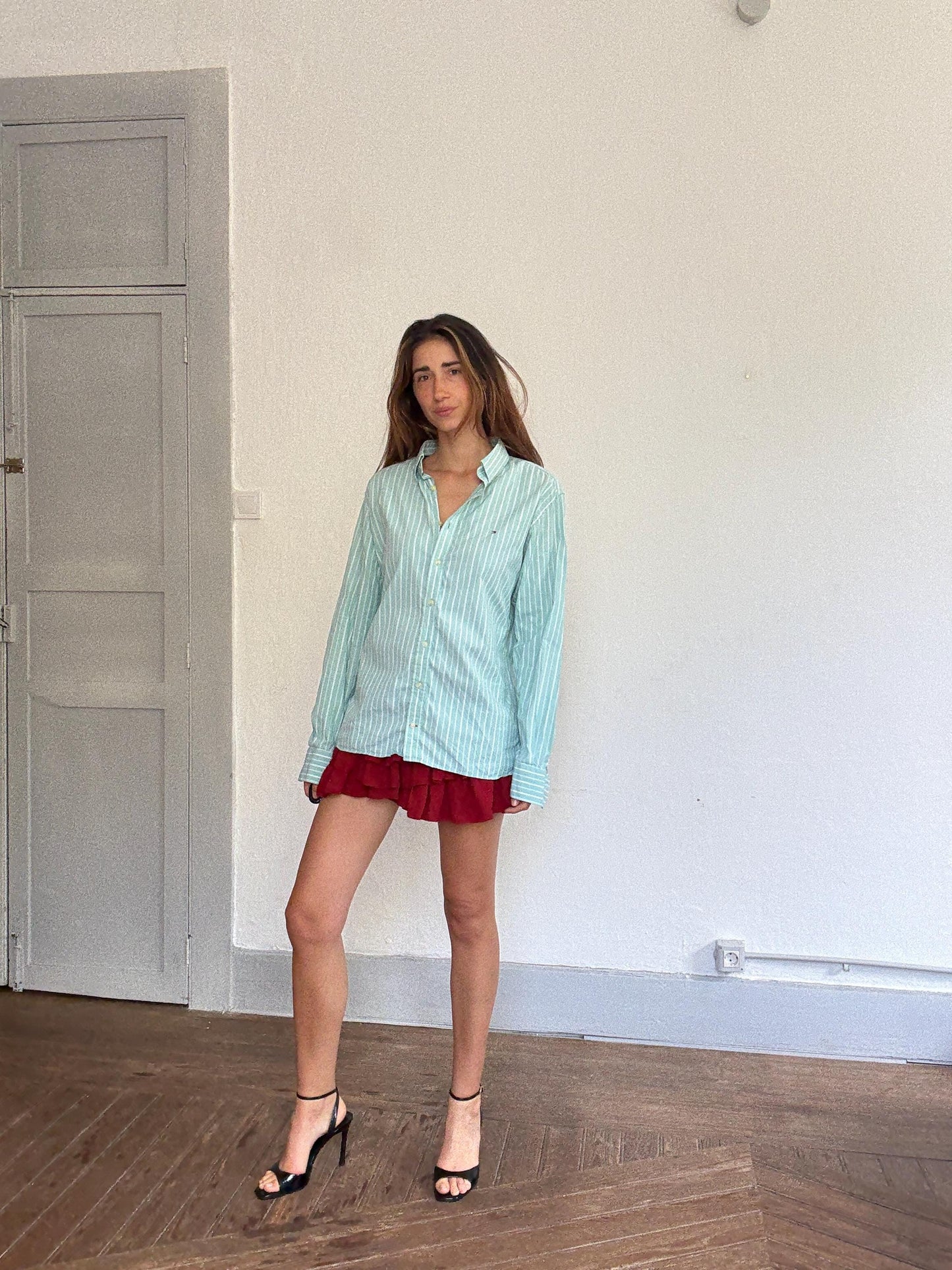Vintage Tommy Hilfiger Light Blue Striped Shirt – Preppy Ralph Lauren Vibe, Boyfriend Fit, 100% Cotton, Size L Unisex