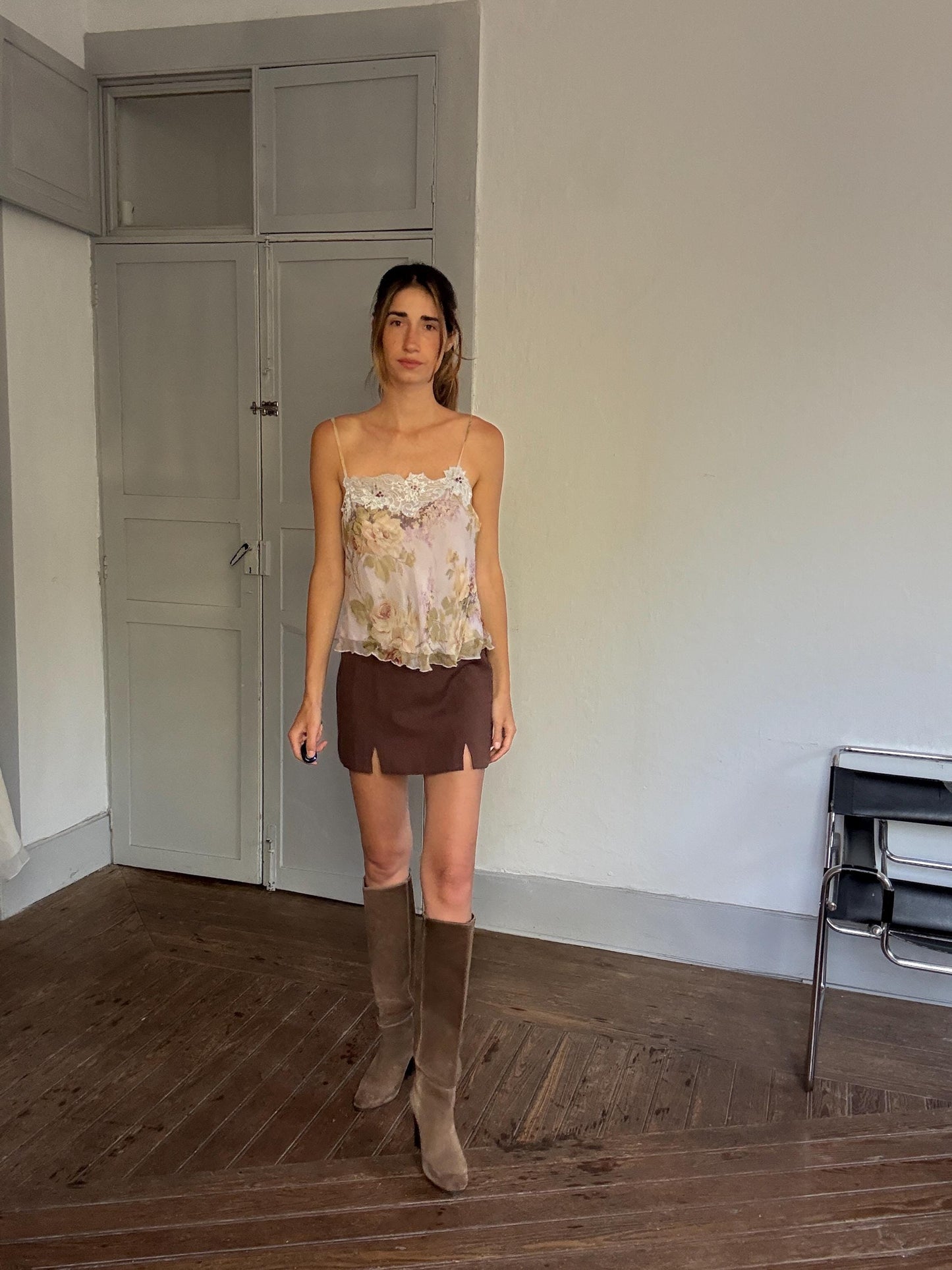 Vintage Renato Nucci Silk Camisole – Floral Lace Trim Lingerie Top, Y2K Nightwear, Romantic 2000s Cami, Delicate Sheer Slip Tank