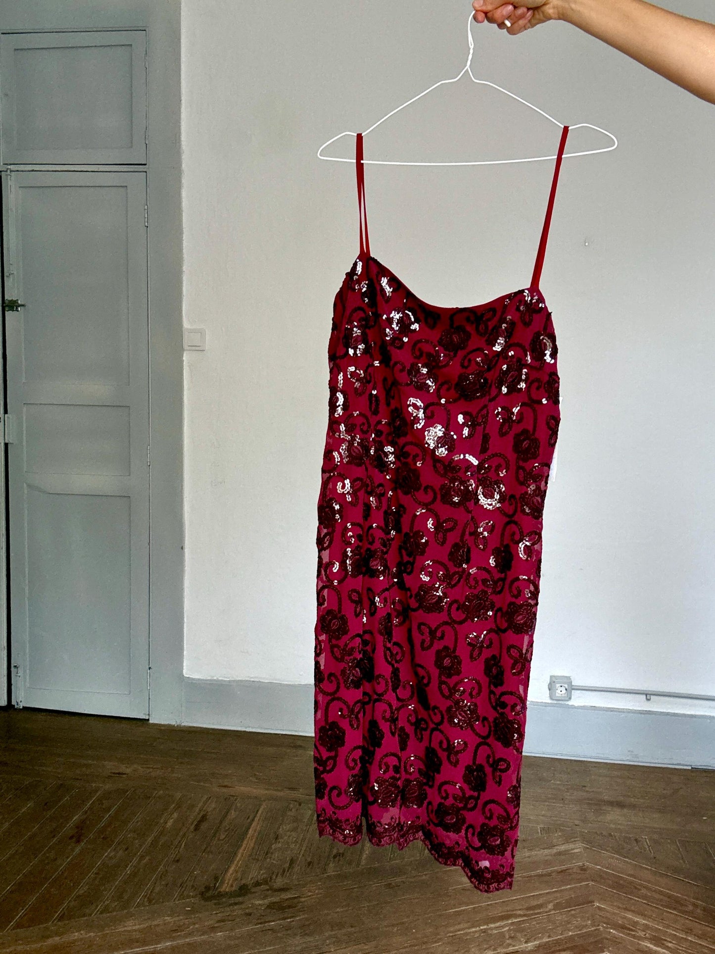 Vintage Burgundy Sequin Slip Dress – Tapioca by José Pedro Zotano | NWT