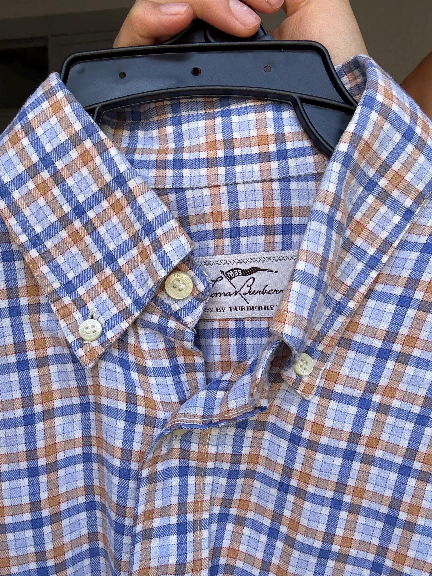 Vintage Thomas Burberry Check Shirt – Unisex Quiet Luxury Button-Up – Britpop Indie Style, 90s Cotton Blouse, Old Money Aesthetic