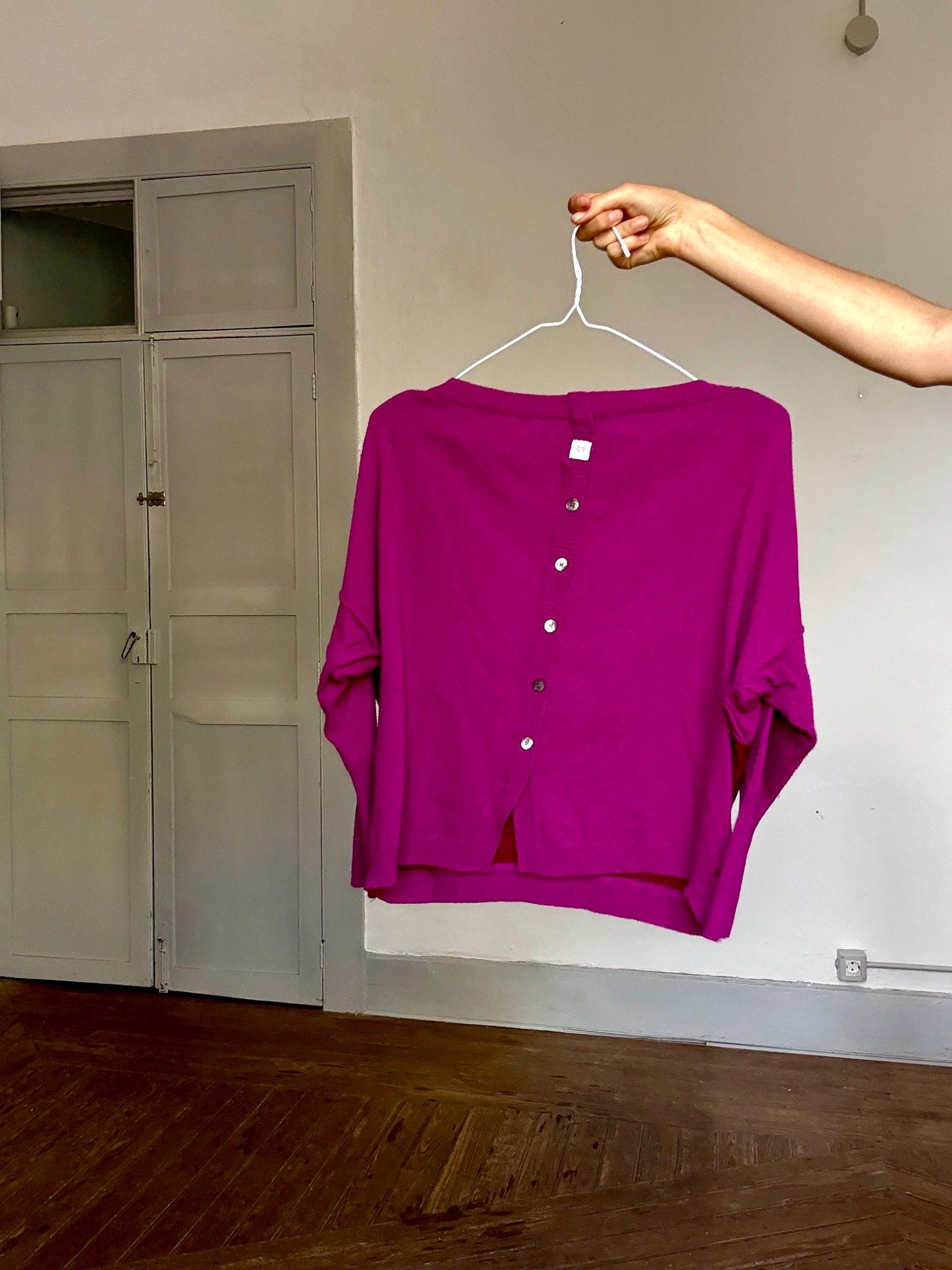 Italian Pink Colorblock Knit Sweater – Guardaroba Wool Cashmere Pullover – Vintage Y2K Inspired Minimalist Jumper – Made in Italy