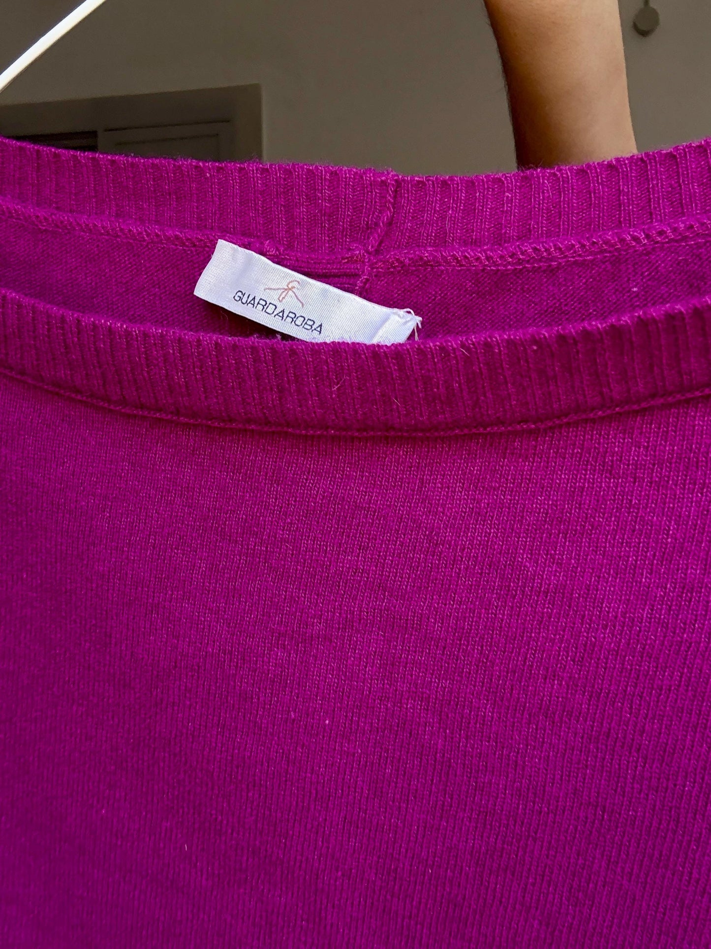 Italian Pink Colorblock Knit Sweater – Guardaroba Wool Cashmere Pullover – Vintage Y2K Inspired Minimalist Jumper – Made in Italy
