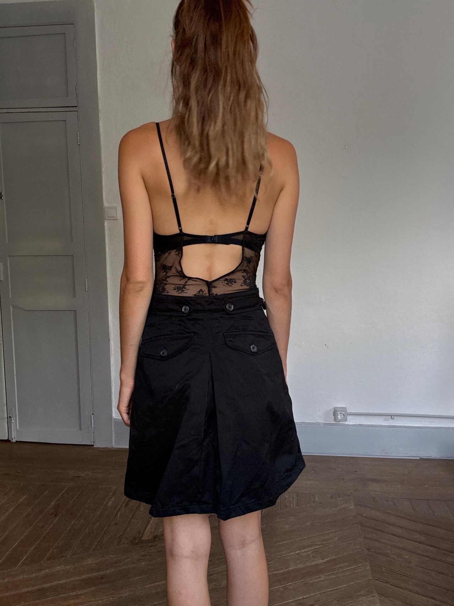 Mario Grifoni black A-line skirt – IT 40, 100% cotton, utility pockets, high waist, modern structured fit