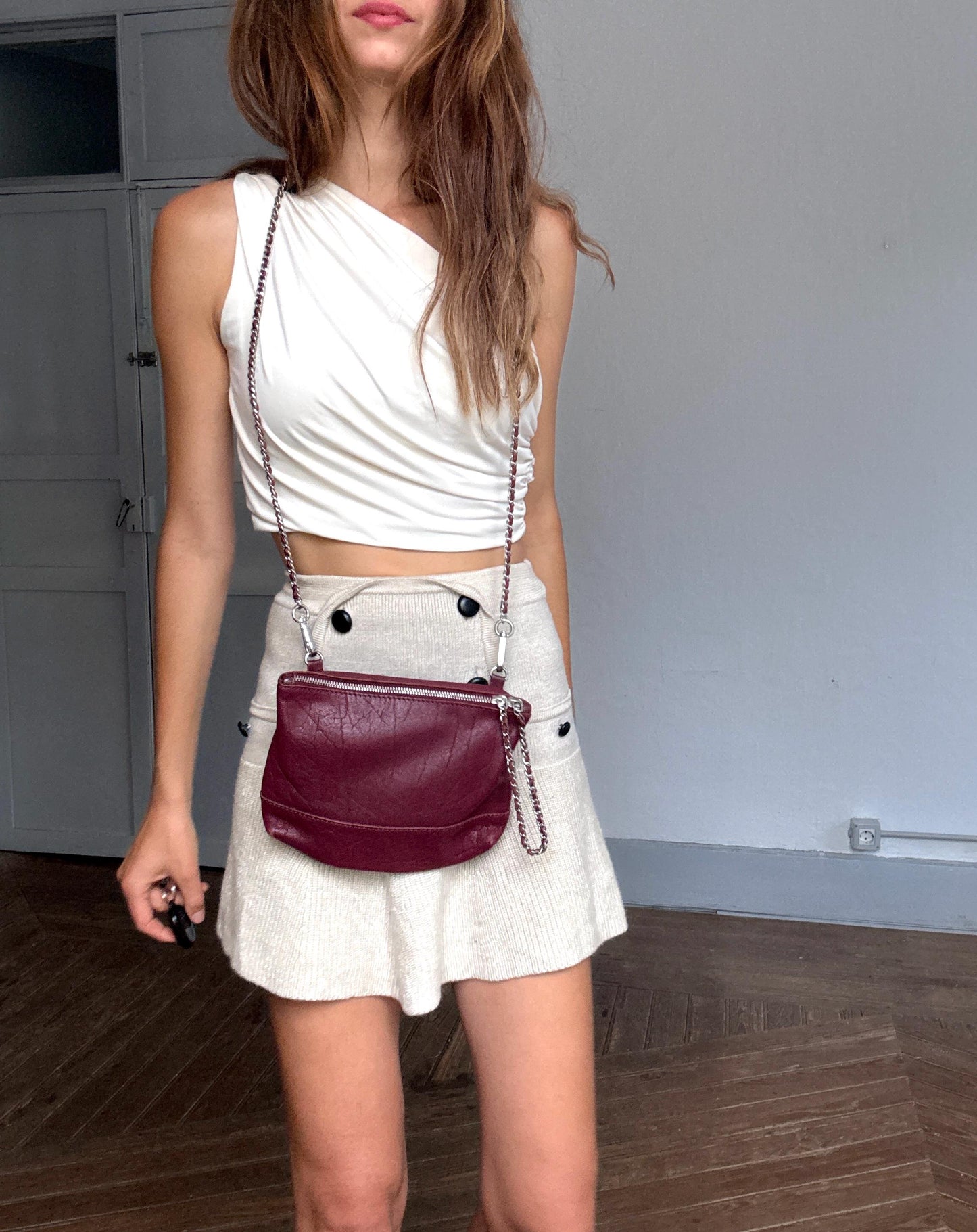 Burgundy Leather Crossbody Bag With Chain Strap — additional view 10