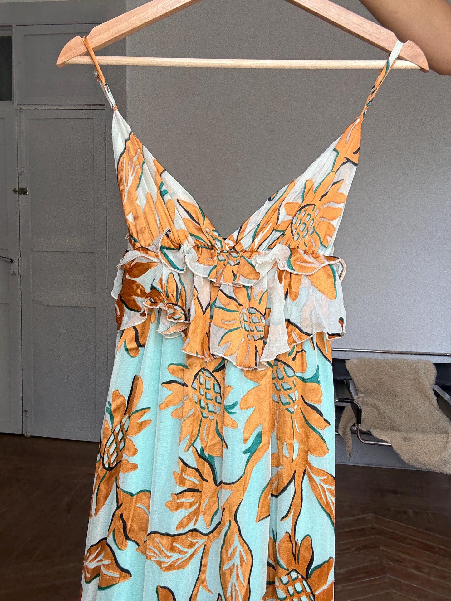 Guapa Milano Maxi Dress – Boho Floral Summer Dream in Fantasia Print | Flowy Resort Goddess Fit | Size S