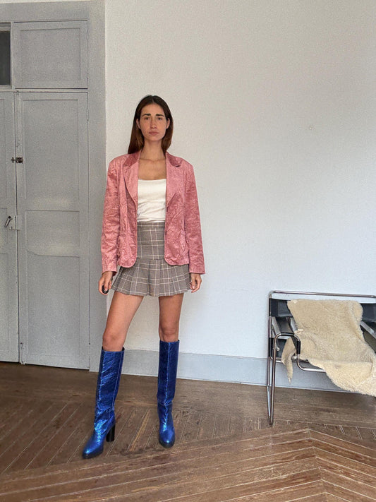 Vintage Crushed Velvet Pink Blazer | Made in Italy by Emil | Barbiecore Coquette Oversized Unisex Jacket