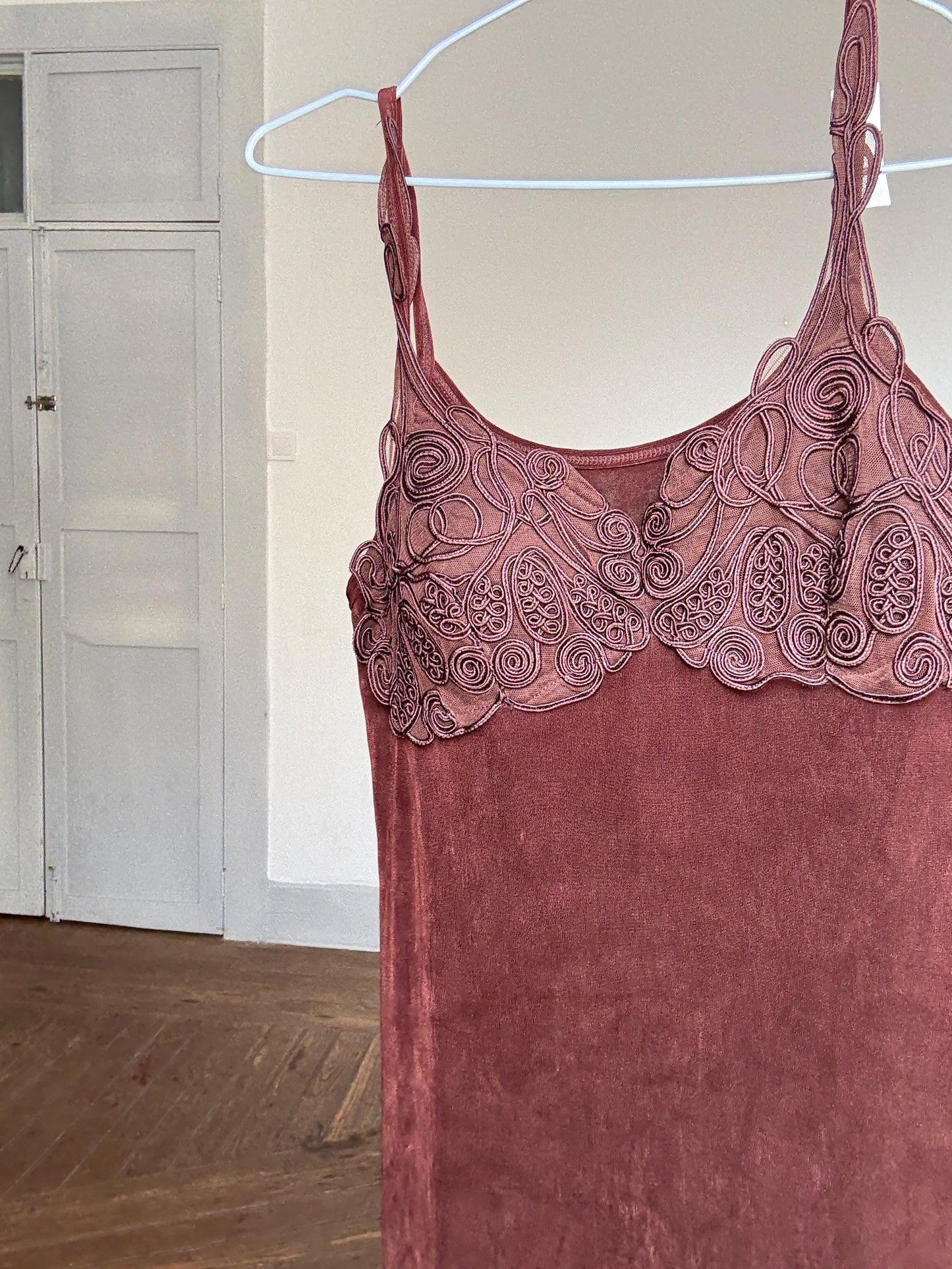 Y2K brown velvet slip dress | vintage mini night dress | romantic bust detail | cottagecore coquette | unworn with tag | size S