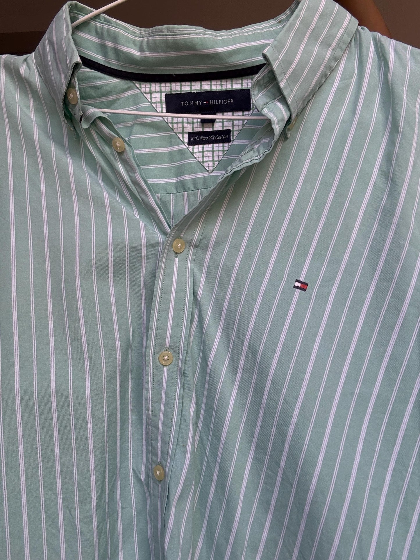 Vintage Tommy Hilfiger Light Blue Striped Shirt – Preppy Ralph Lauren Vibe, Boyfriend Fit, 100% Cotton, Size L Unisex