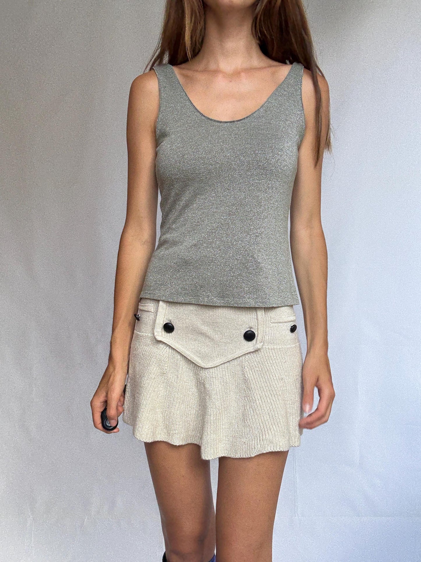 Vintage Glitter Thread Tank Top by Oysho – Silver Shimmer Slay