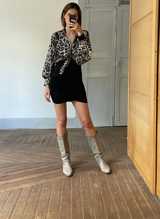 Vintage Leopard Print Sheer Blouse w/ Metallic Shimmer – Y2K Glam, Made in Italy