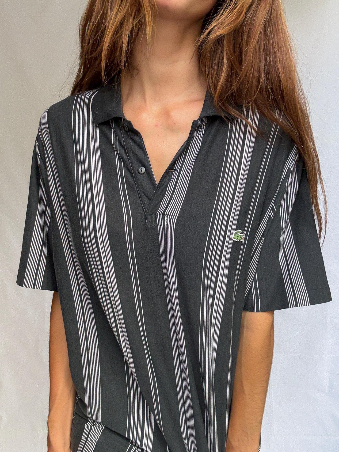 Vintage Lacoste Striped Polo Shirt – Unisex Fit | Size 6 | Made in Spain