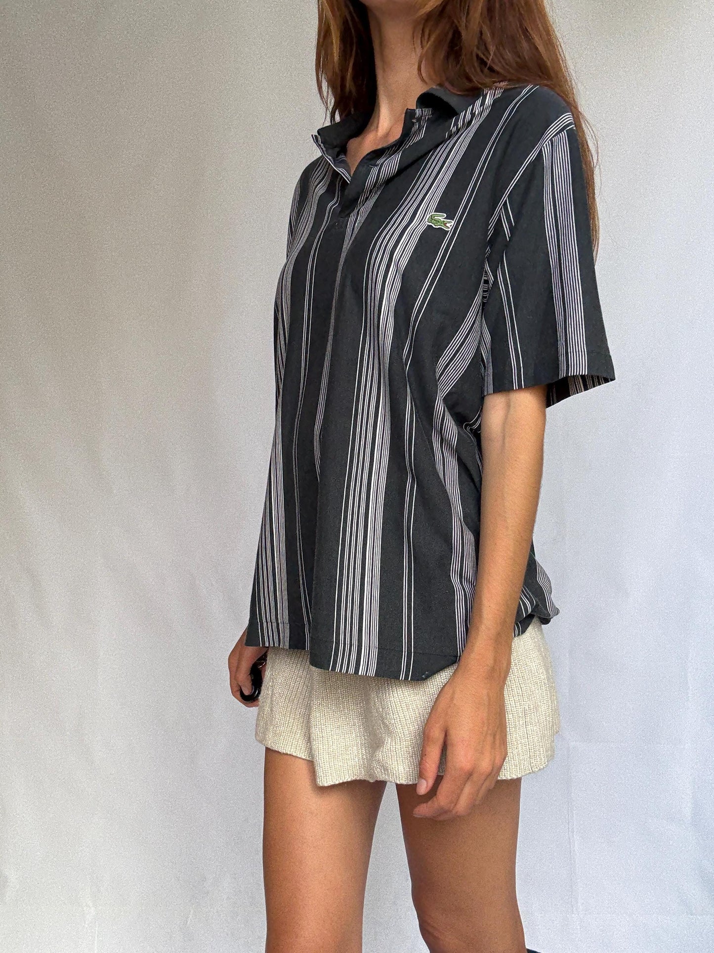 Vintage Lacoste Striped Polo Shirt – Unisex Fit | Size 6 | Made in Spain
