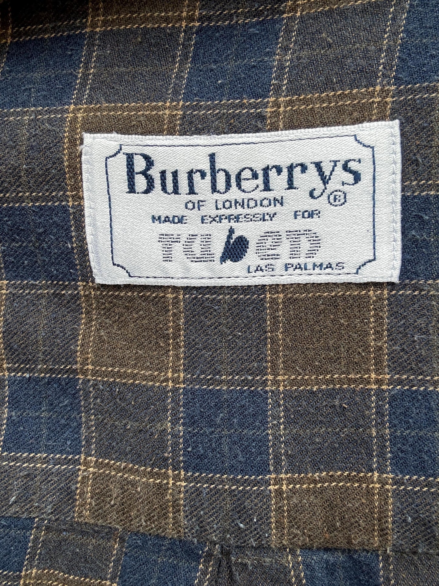 Rare Vintage Burberrys of London plaid shirt, made for Ruben Las Palmas, natural materials, size 4, collectible menswear
