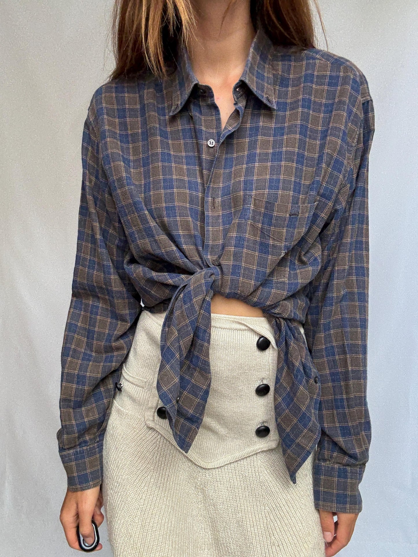 Rare Vintage Burberrys of London plaid shirt, made for Ruben Las Palmas, natural materials, size 4, collectible menswear