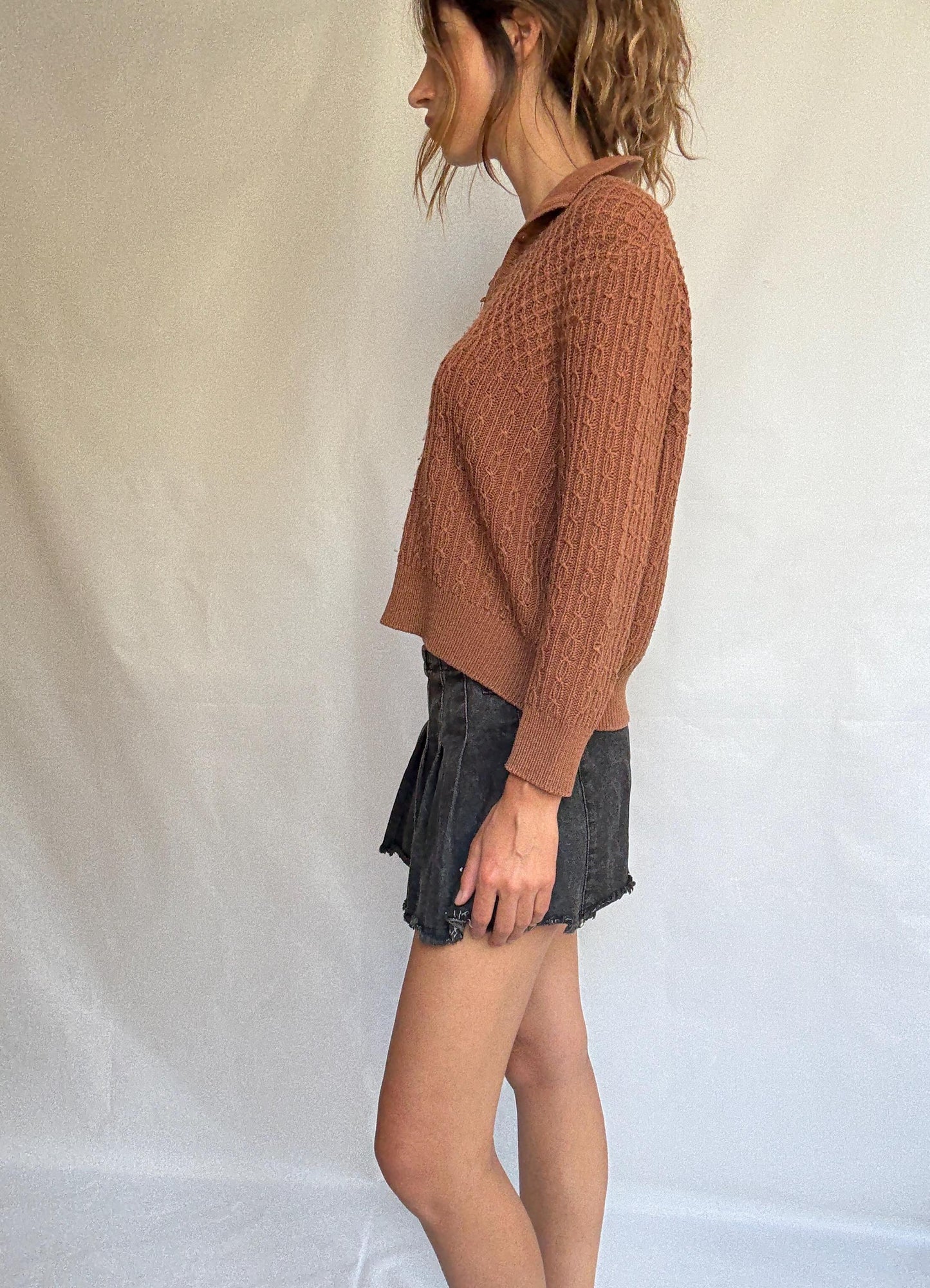 Vintage Escorpion Knit Jumper – Brown Cable Pullover – Academia Aesthetic Sweater