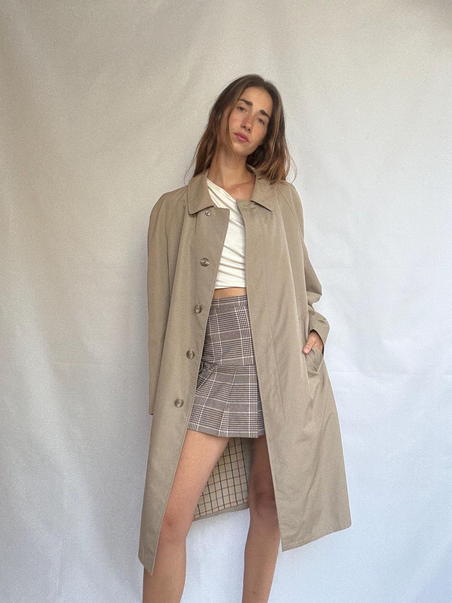 Vintage Peek & Cloppenburg Overcoat – Classic Taupe Trench – Unisex Fit
