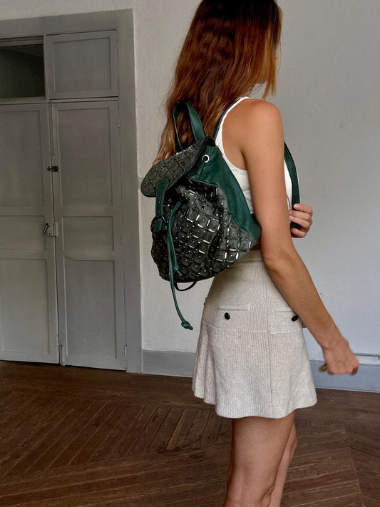 Vintage Green Leather Studded Backpack – Paula Rossi