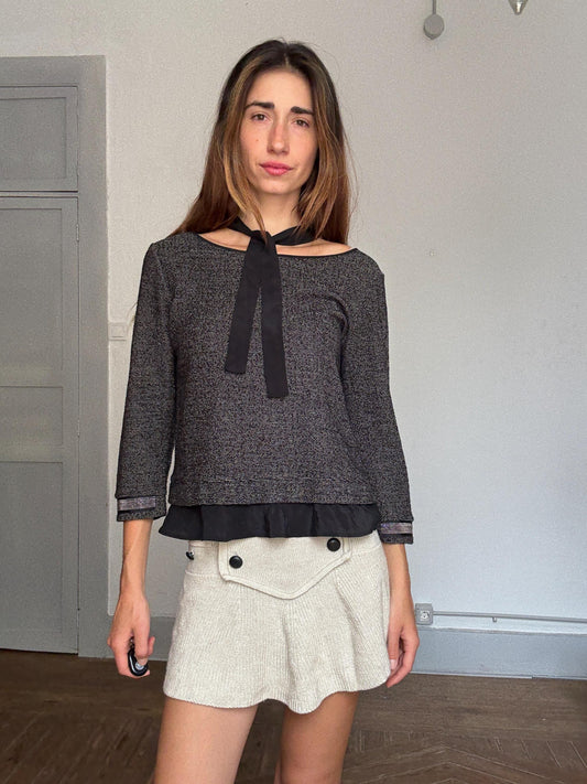 Elegant Marella Sport Top with Tie Neck | Size S