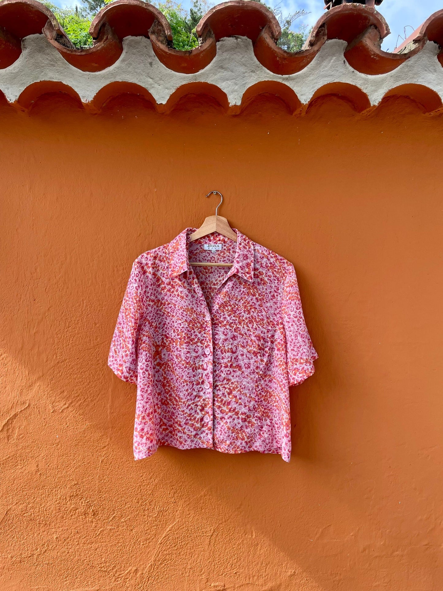 Pink vintage UNISEX blouse, Feminine colourful blouse, Valentine's day clothing, Summer blouse,