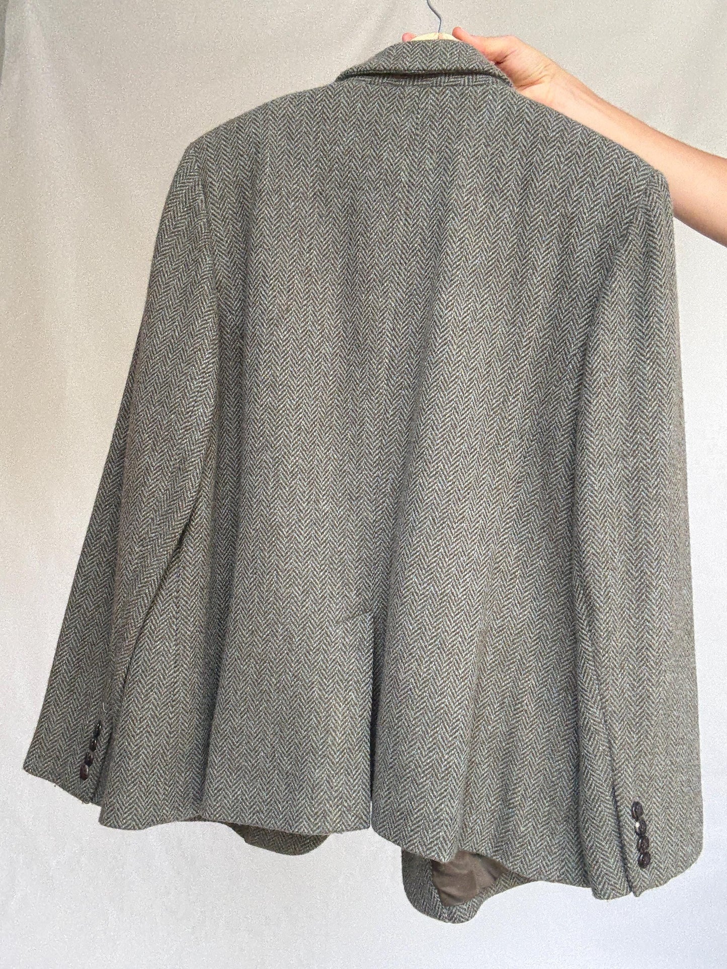 Ralph Lauren vintage wool blazer 16W – herringbone tweed jacket with pockets, classic tailoring for fall layering