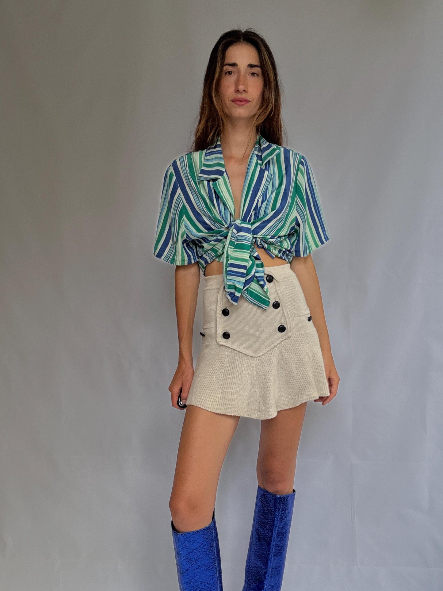 Vintage Groovy Button-Up Blouse – Made in Italy