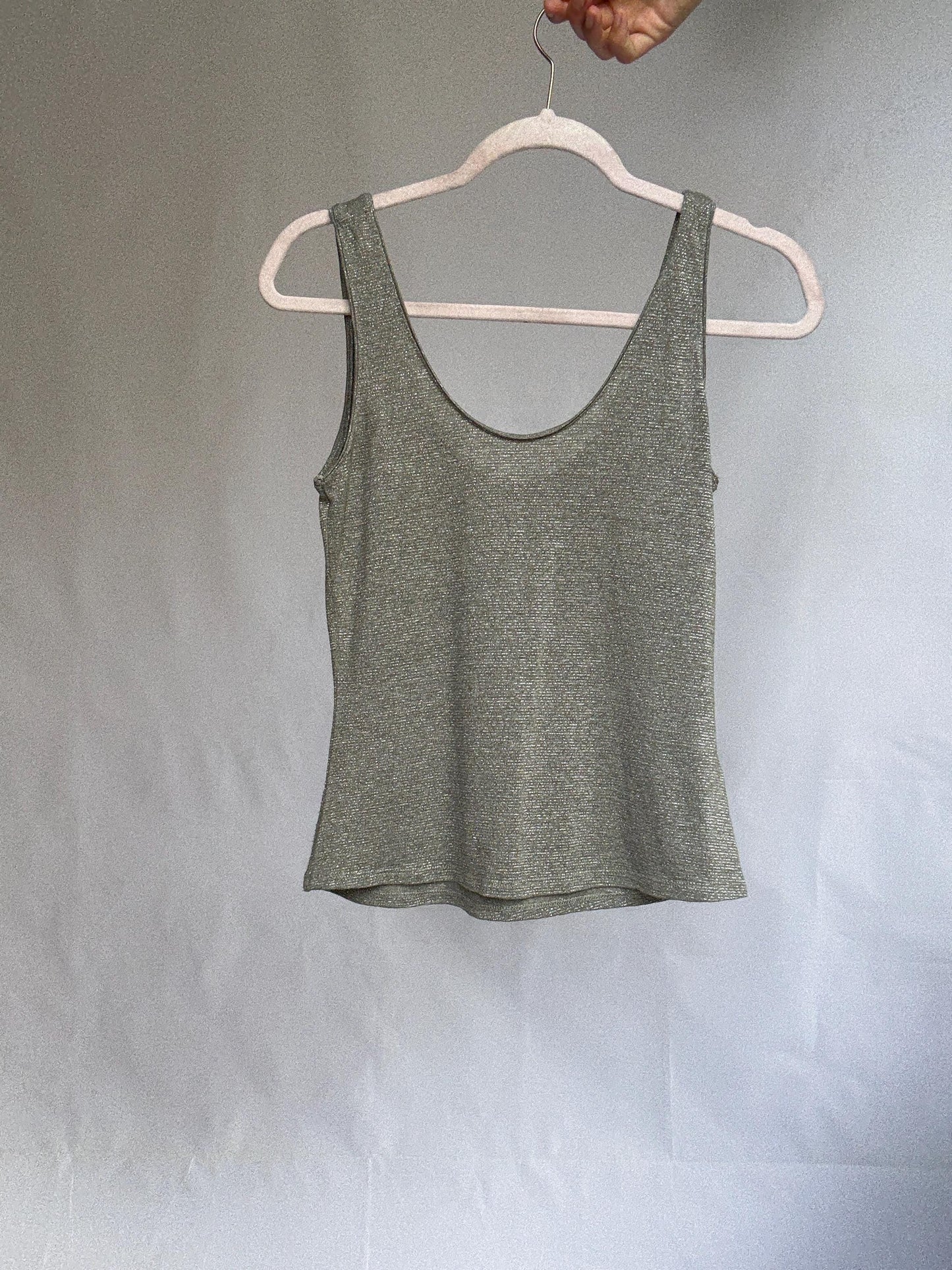 Vintage Glitter Thread Tank Top by Oysho – Silver Shimmer Slay