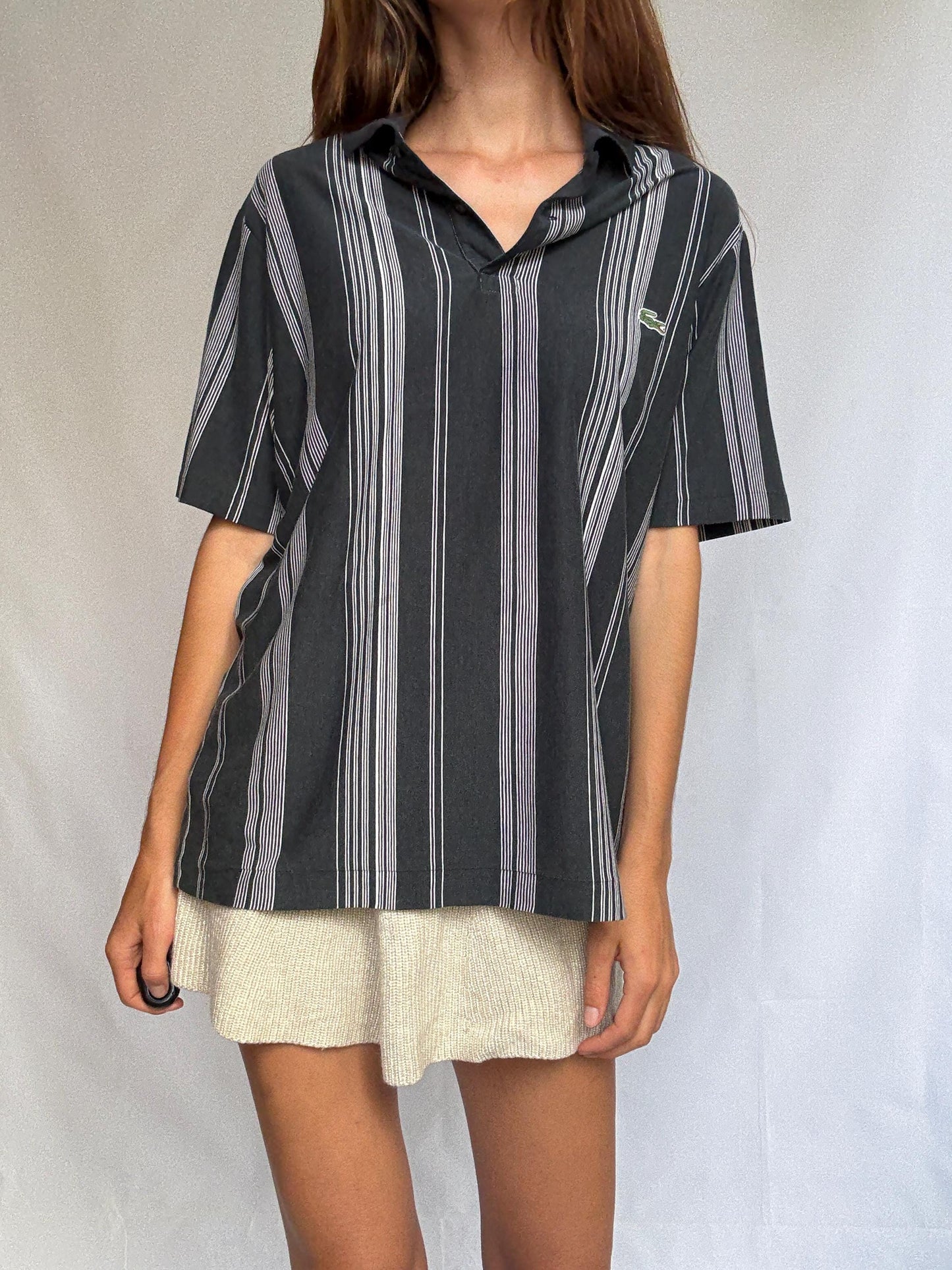 Vintage Lacoste Striped Polo Shirt – Unisex Fit | Size 6 | Made in Spain