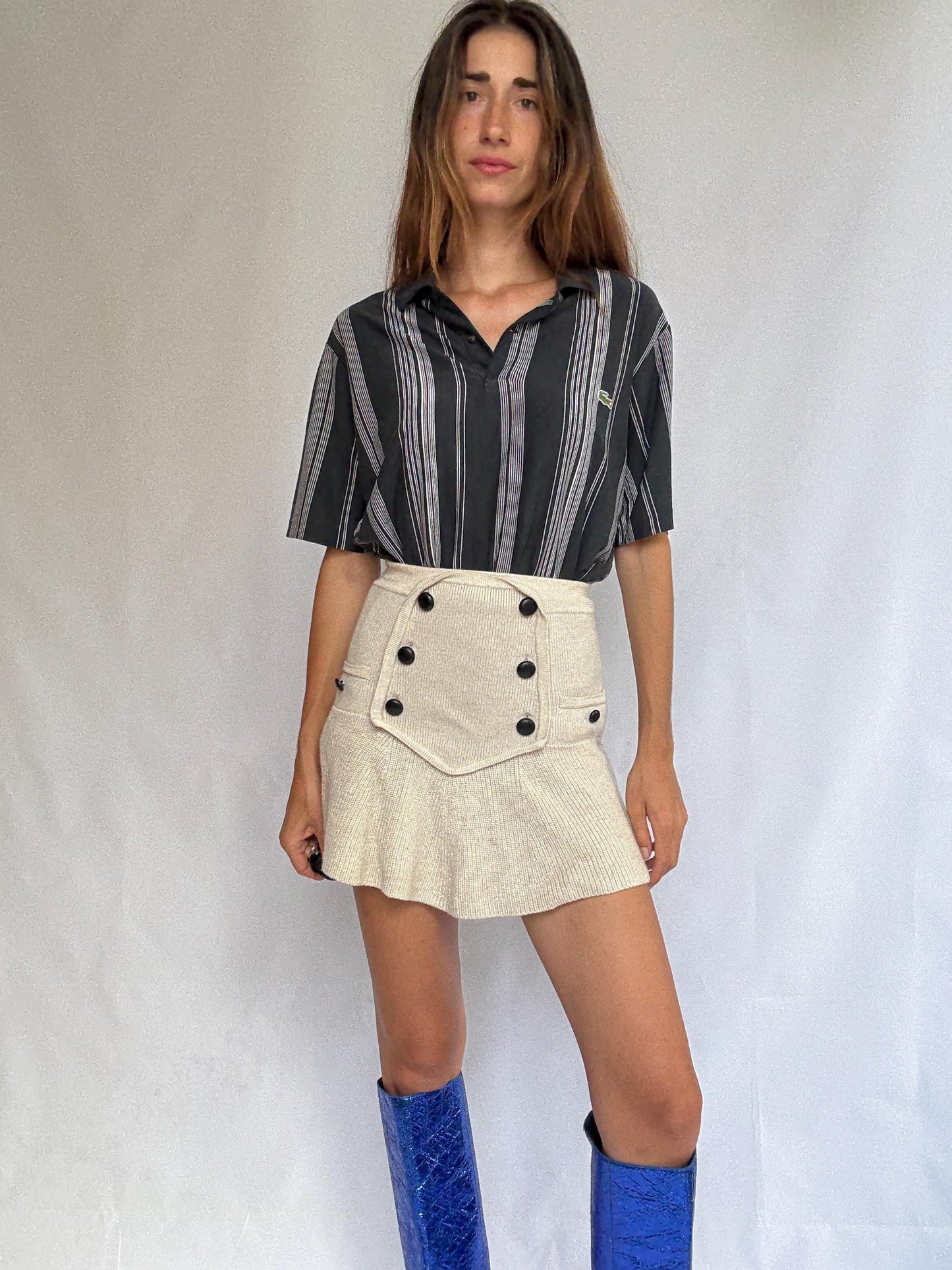 Vintage Lacoste Striped Polo Shirt – Unisex Fit | Size 6 | Made in Spain
