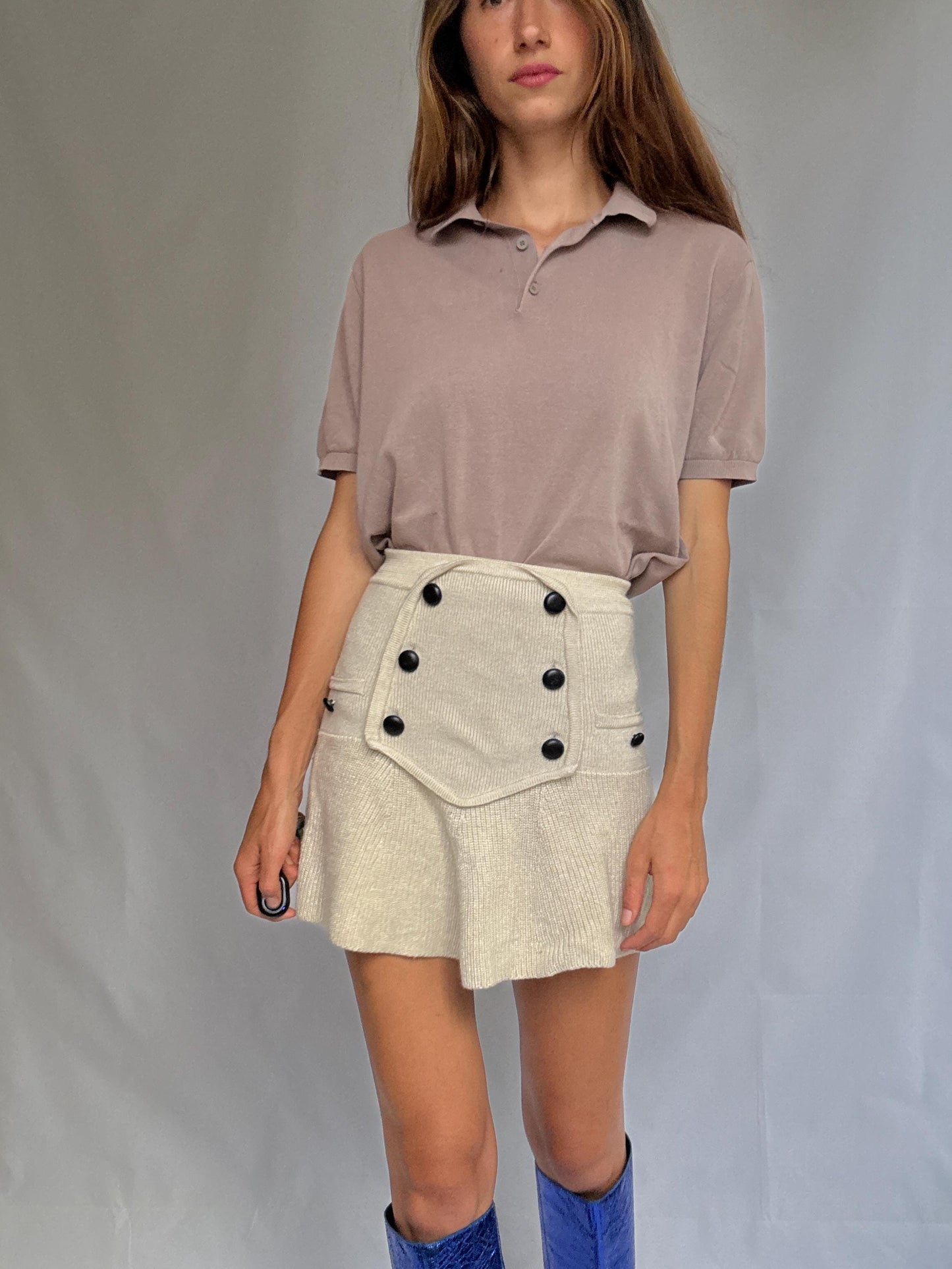 Massimo Dutti Extra Fine Cotton Polo Shirt – XL – Taupe Neutral