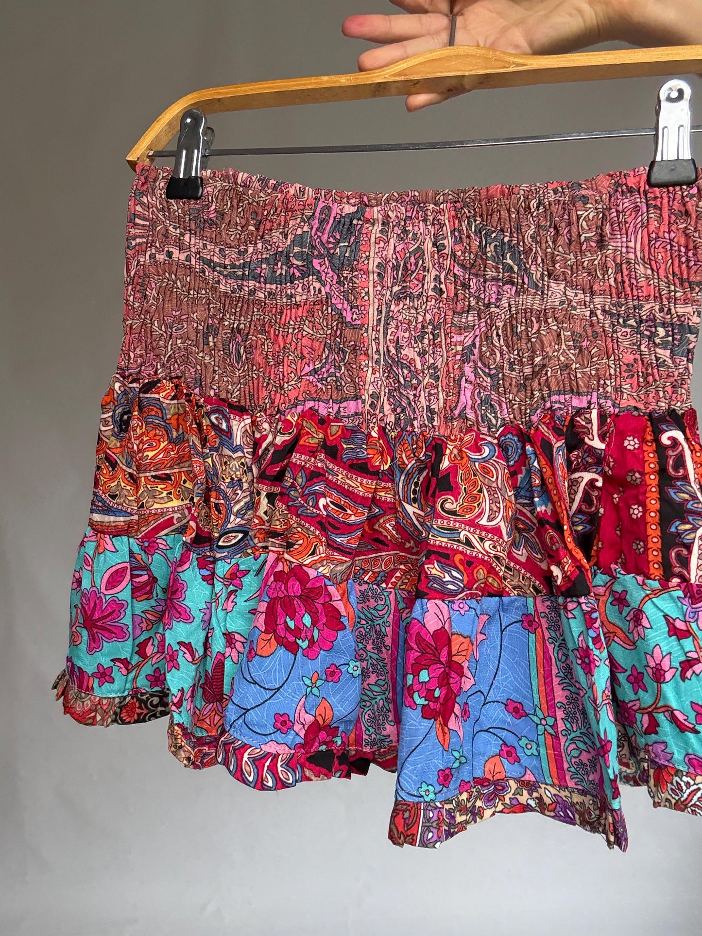 Boho Silk Ruffle Mini Skirt • Festival Girlcore • french european girl Style Size : XXS - XS