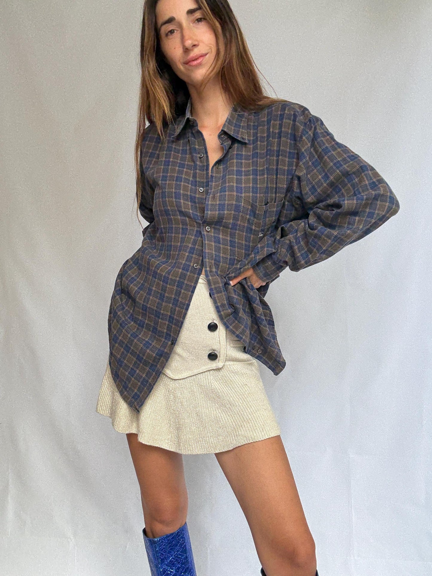 Rare Vintage Burberrys of London plaid shirt, made for Ruben Las Palmas, natural materials, size 4, collectible menswear