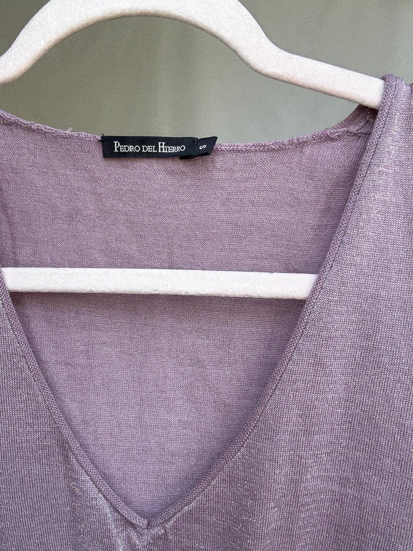 Vintage Pedro del Hierro Glitter Knit Top – Silver Lilac Camisole – Y2K Party Vibes
