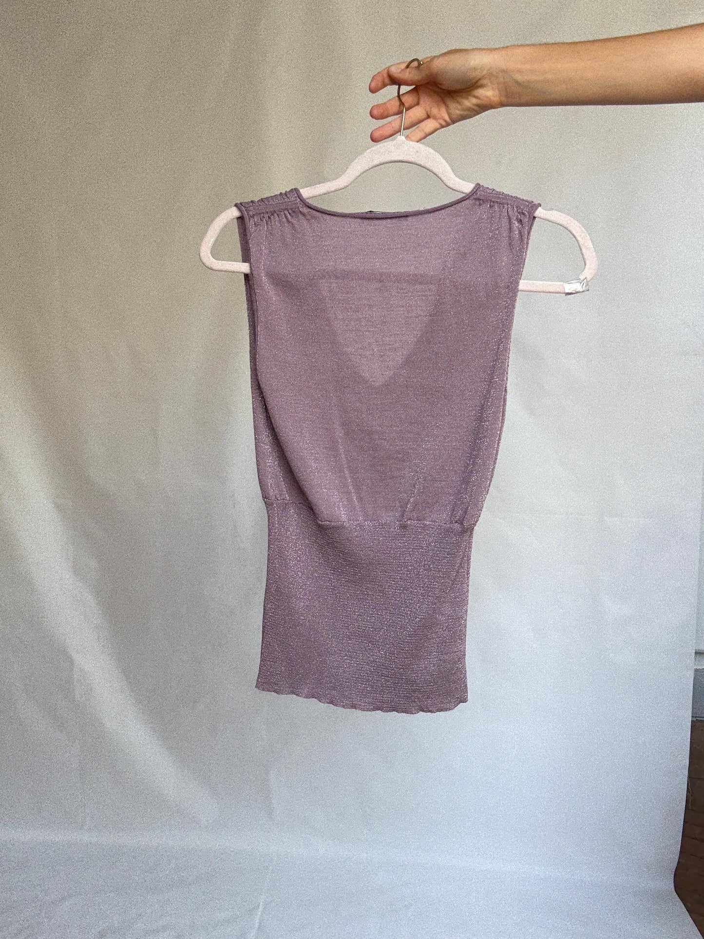 Vintage Pedro del Hierro Glitter Knit Top – Silver Lilac Camisole – Y2K Party Vibes