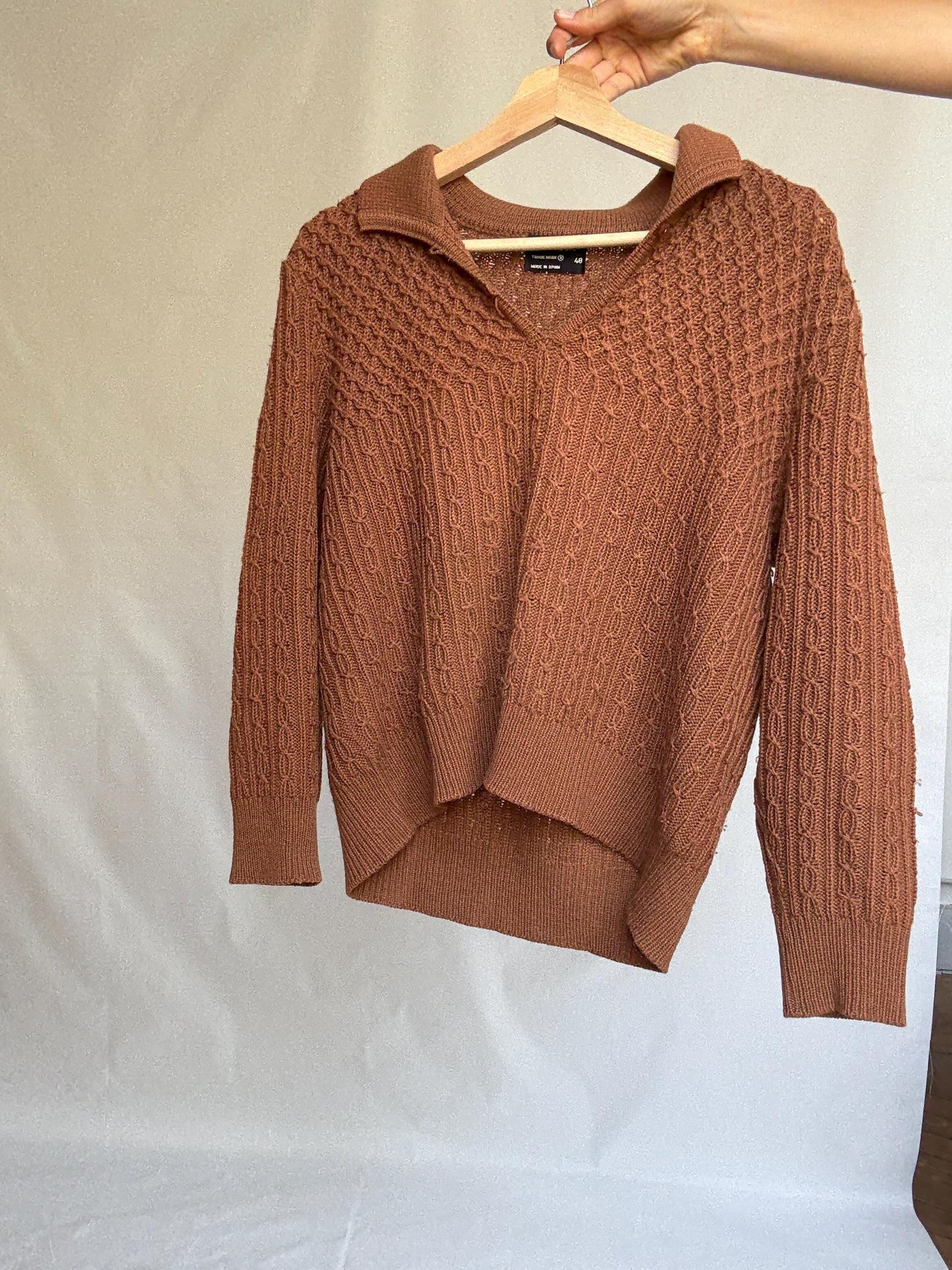 Vintage Escorpion Knit Jumper – Brown Cable Pullover – Academia Aesthetic Sweater