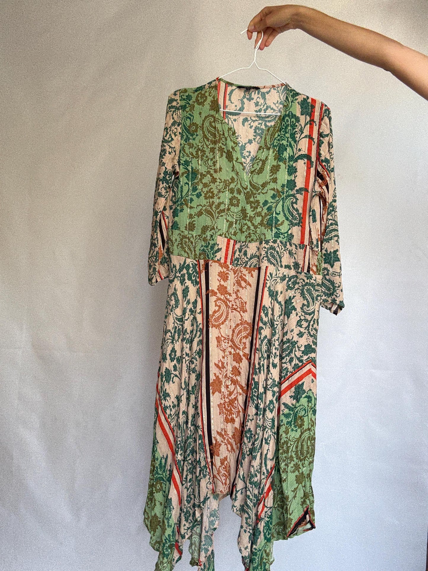 Boho Desigual Long Dress with Metallic Thread – Perfect colourful long summer dress,