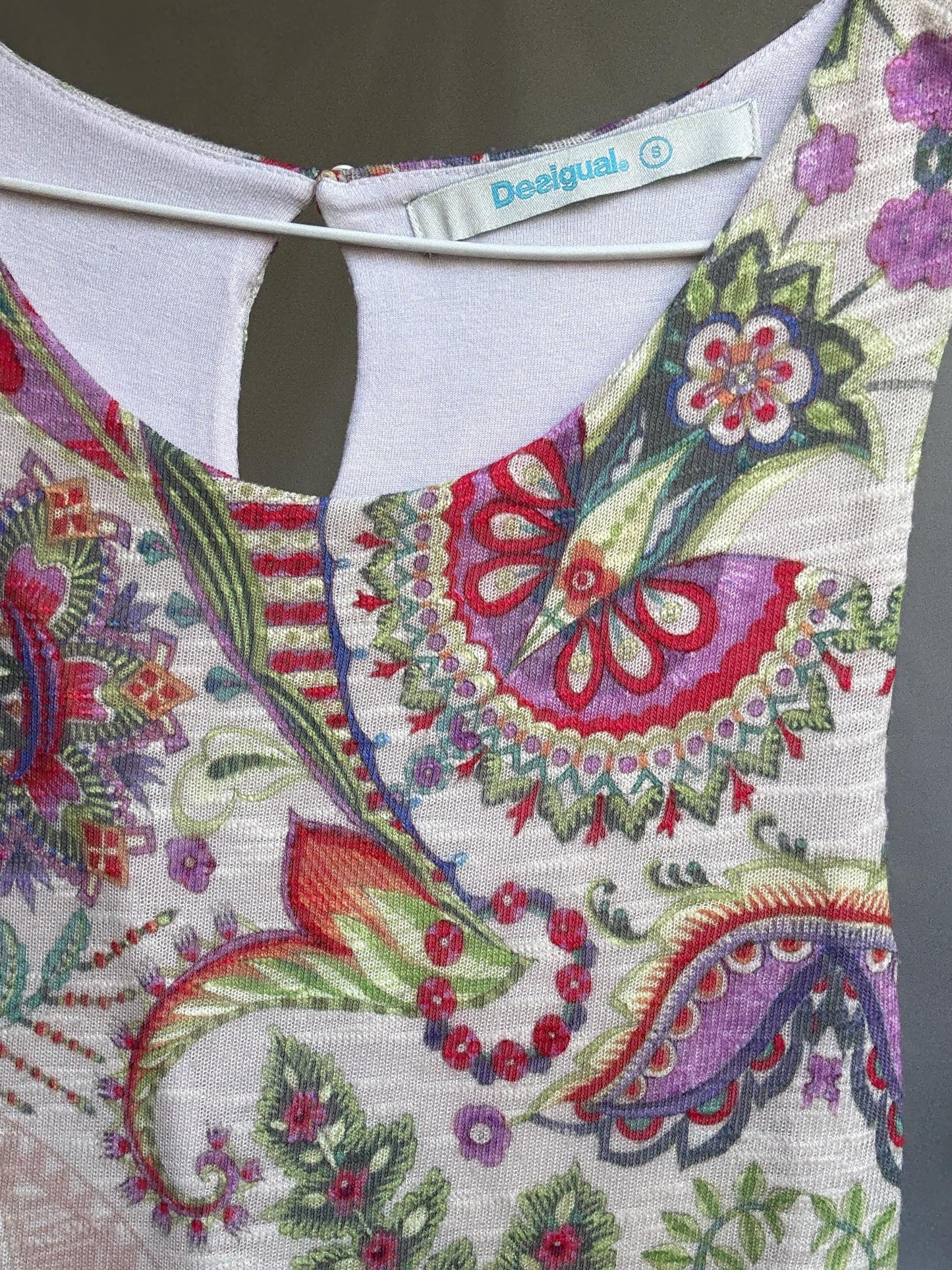 Desigual Sleeveless Mini Dress – Size S – “Global Traveller” Print