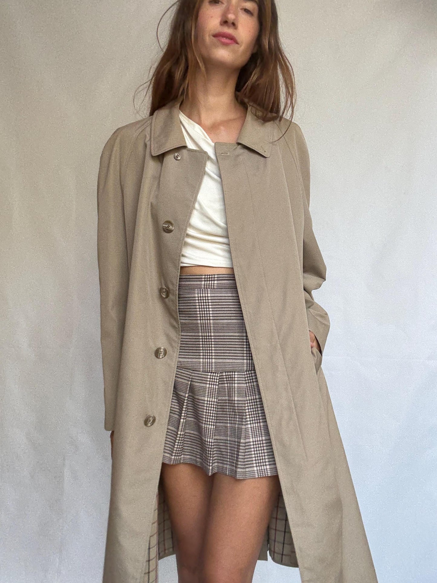 Vintage Peek & Cloppenburg Overcoat – Classic Taupe Trench – Unisex Fit