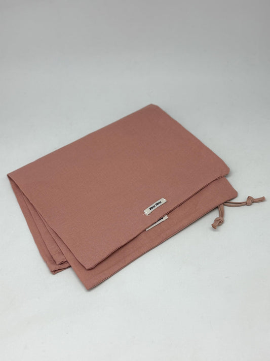 Miu Miu Dust Bags – Set of 4, Unused, Made in Italy, Pink Cotton Shoe or Accessory Pouches, 22x36 cm Designer Storage